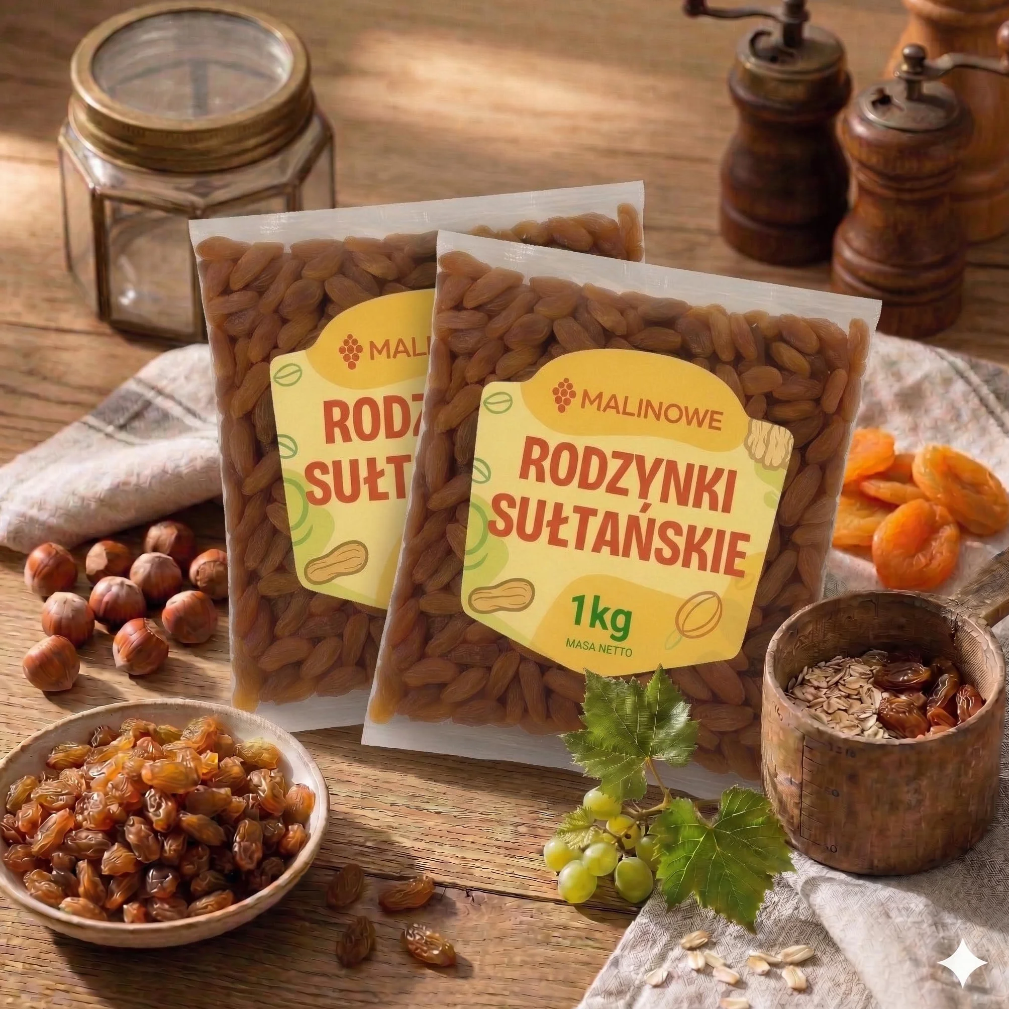 Malinowe RODZYNKI SUŁTAŃSKIE 2x1kg Zestaw Super Jakość