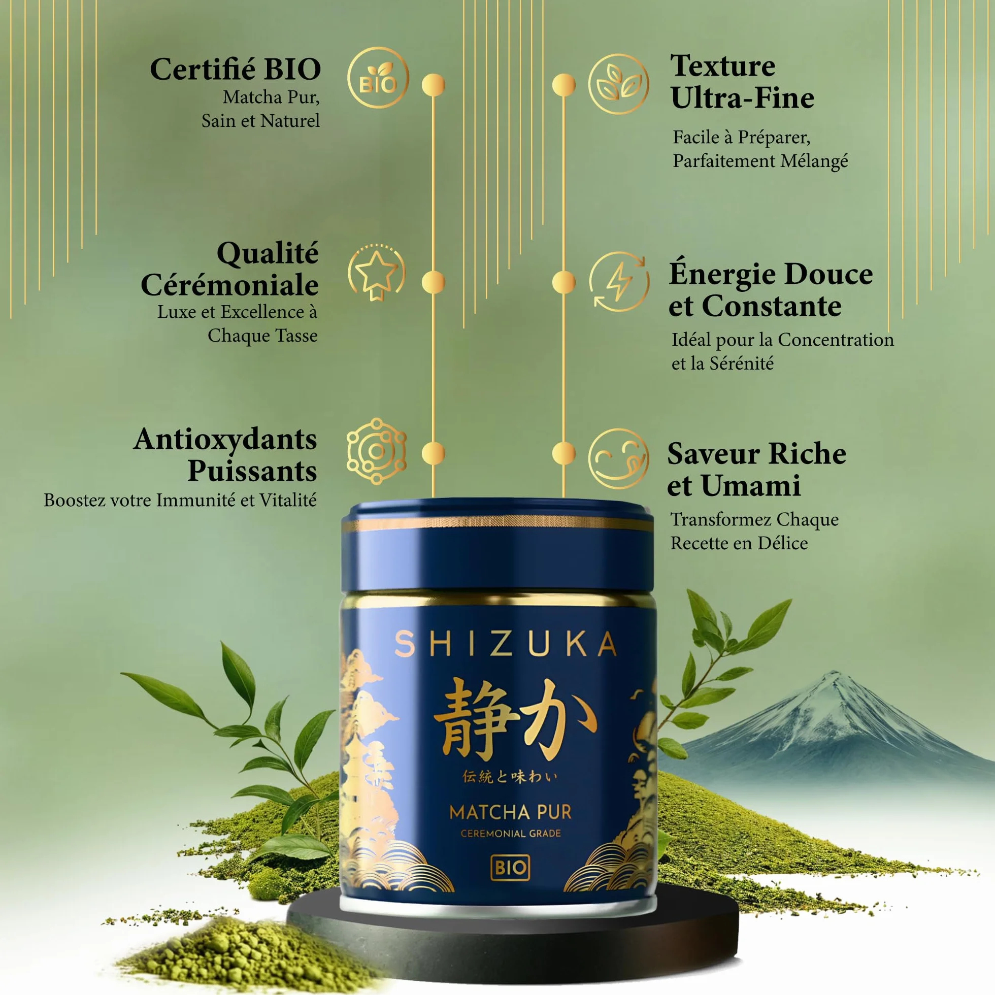 Matcha Ceremonialna Premium Shizuka 100% Naturalna Organiczna Niska Goryczka