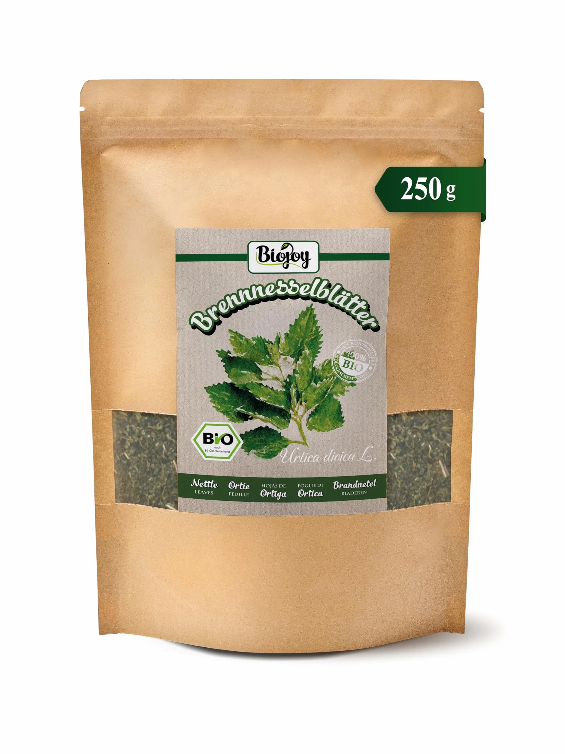 Biojoy BIO-Liście Pokrzywy (250 g), suszony i posiekane, herbata z pokrzywem, bez dodatków (Urtica dioica)