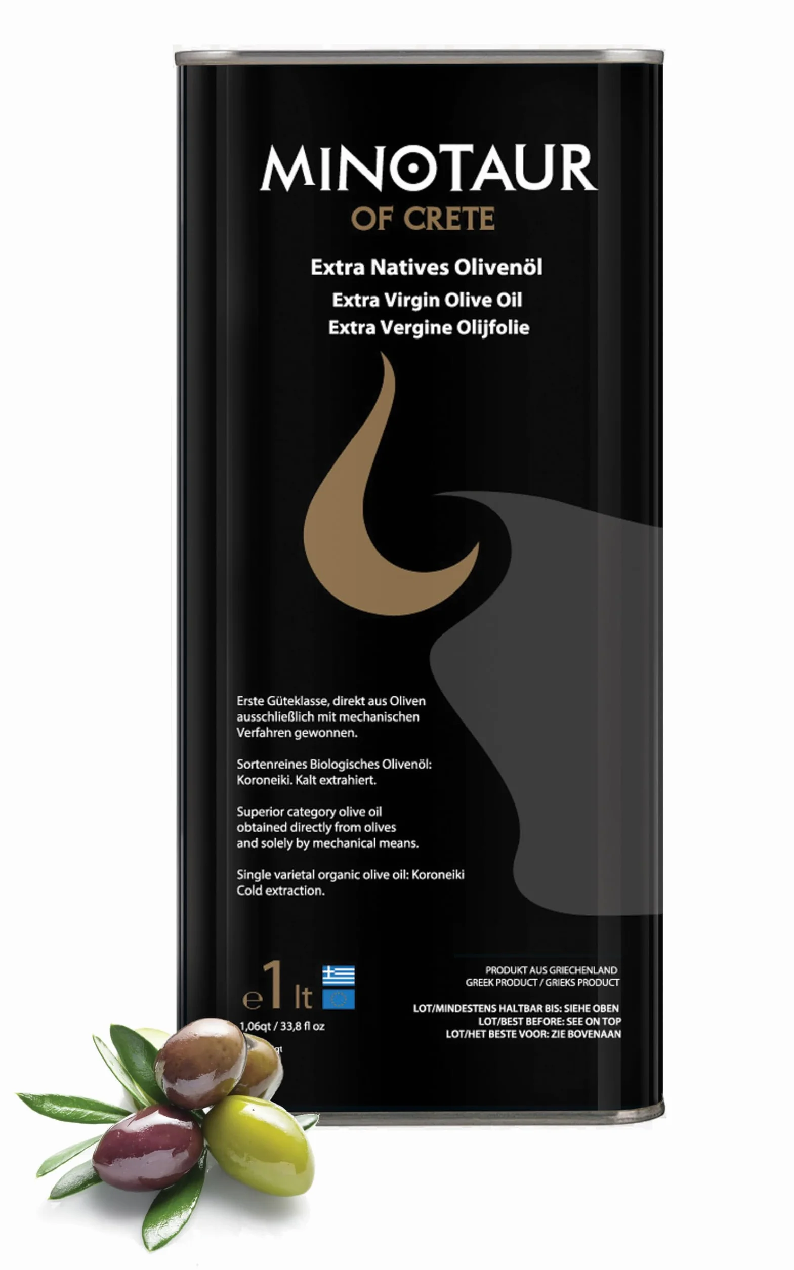 Minotaur z Krety | Oliwa z oliwek extra virgin premium z Krety | 1 litr tłoczonej na zimno | Zbiory 2025-26