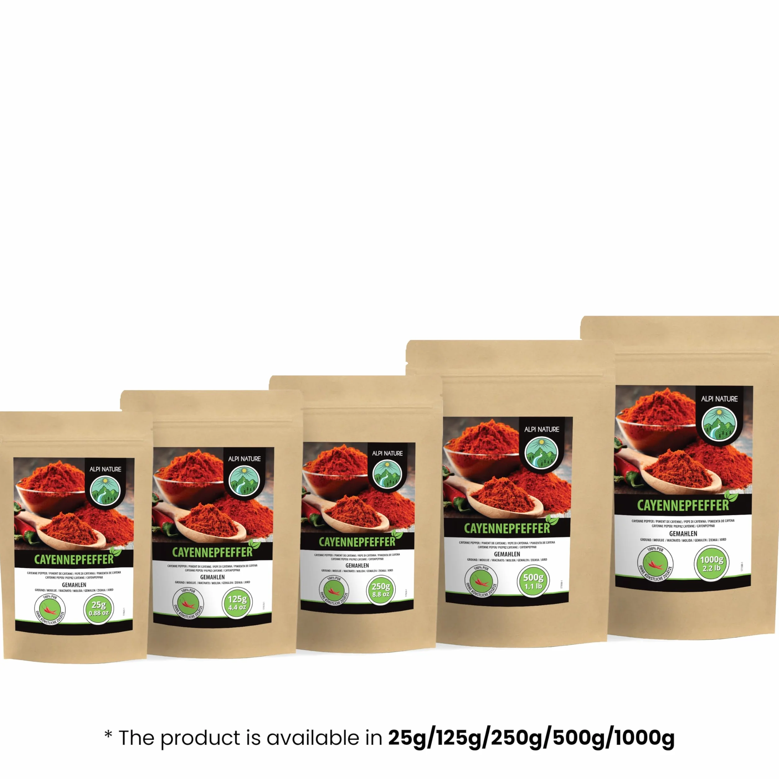 Alpi Nature Proszek z Papryki Cayenne 500g, Mielona Papryczka Chili Cayenne, Ostry Proszek Chili