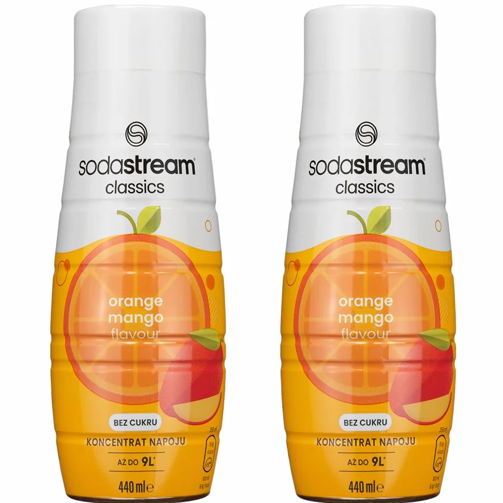 Sodastream 2x SYROP POMARAŃCZA MANGO BEZ CUKRU SOK DO WODY 9L NAPOJU