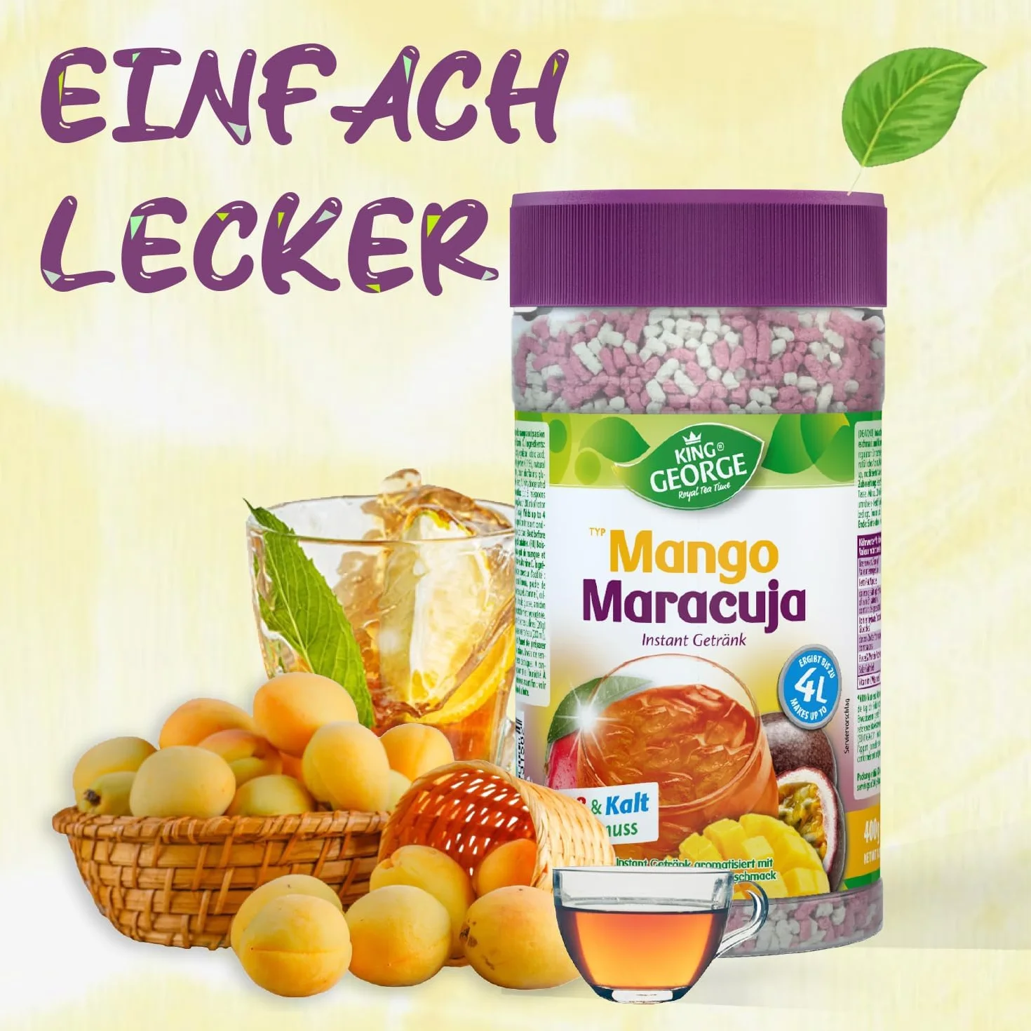 KING GEORGE Mango Maracuja 12 x 400 g Instant Ice Tea Mix Napój w proszku