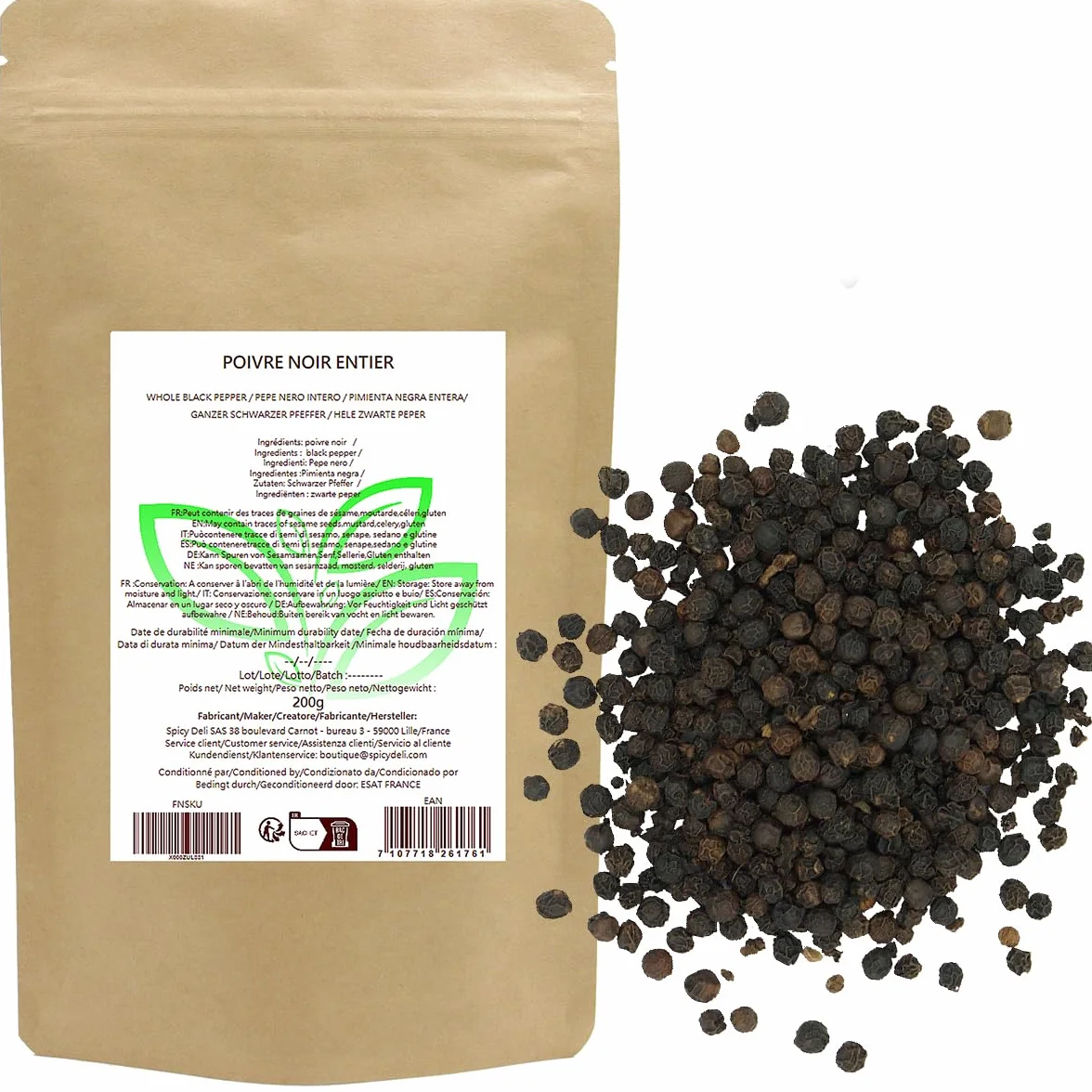 Madagaskar schwarzer pfeffer / Pfefferkörner ganz / Gourmet qualität / Wiederverschließbaren Tasche. (220)