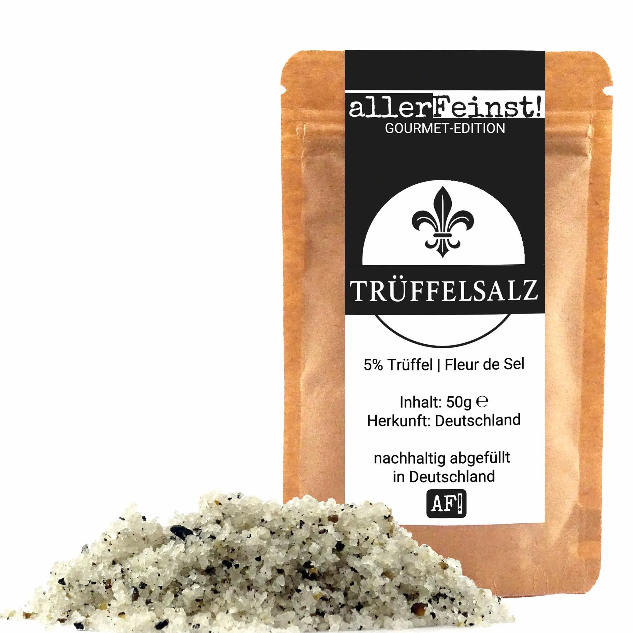 allerFeinst! - Sól truflowa premium z 5% truflą | Gourmet Fleur de Sel przyprawa truflowa | prawdziwa trufla letnia | tuber aestivum, 1 opakowanie (1 x 50 g)