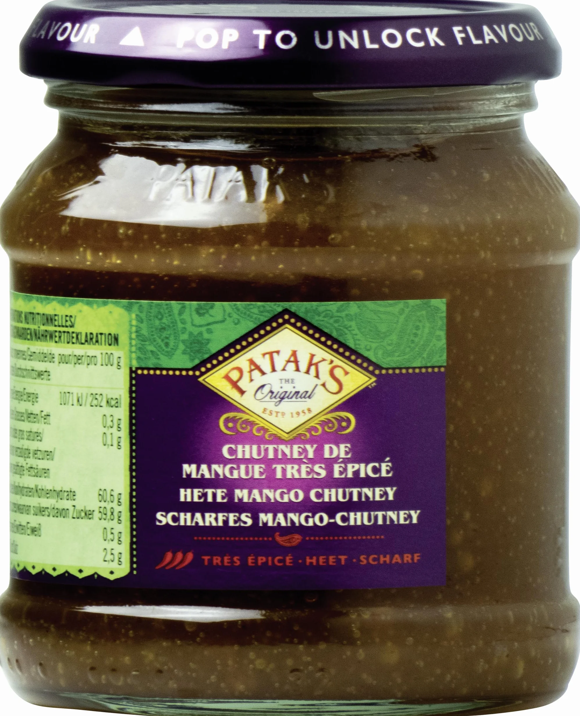 PATAK'S Hot Mango Chutney 340 g 6 sztuk