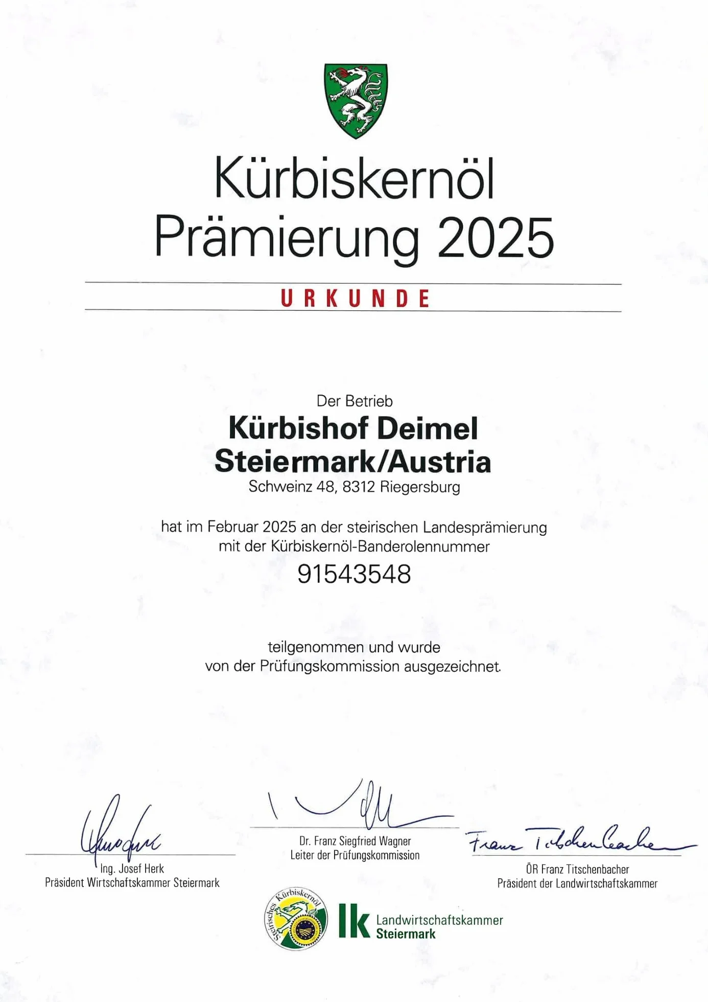 Kürbishof DEIMEL Styryjski olej z pestek dyni 1000 ml z Austrii