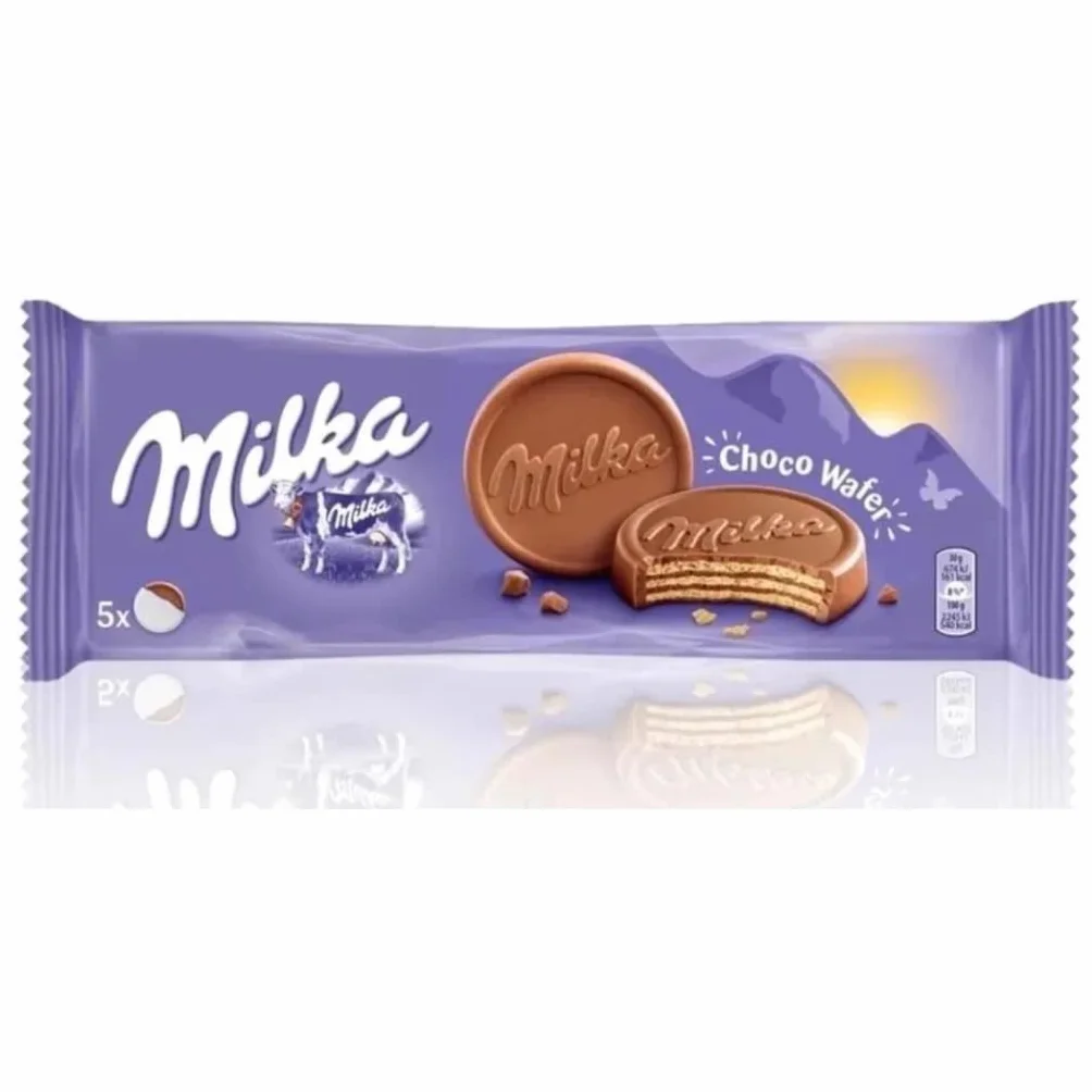 Milka Choco Wafer Wafelki z kremem kakaowym oblane czekoladą mleczną 150 g