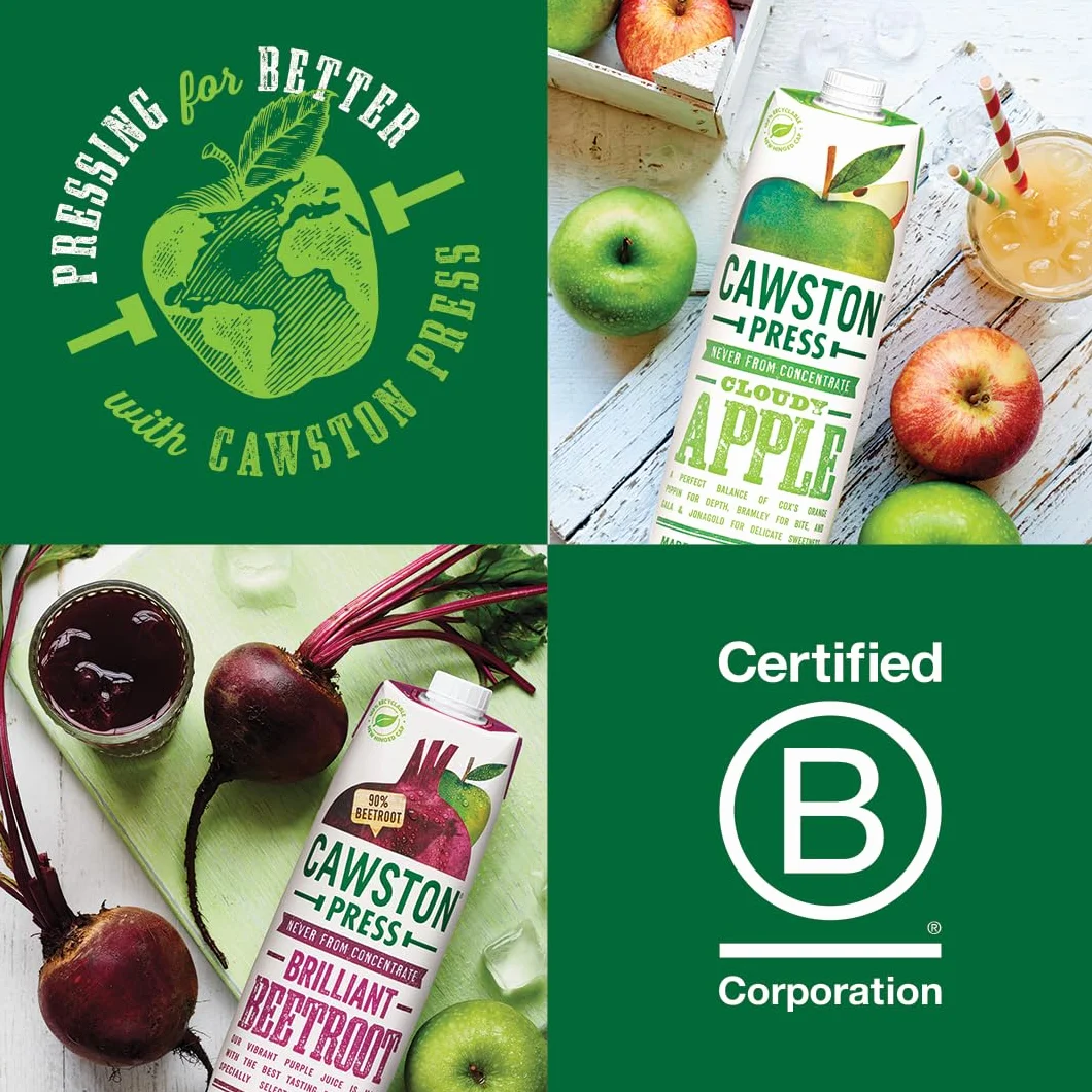 Cawston Press Sok wyciskany z jabłek i imbiru 1 l naturalny wegański bez dodatku cukru 6 szt