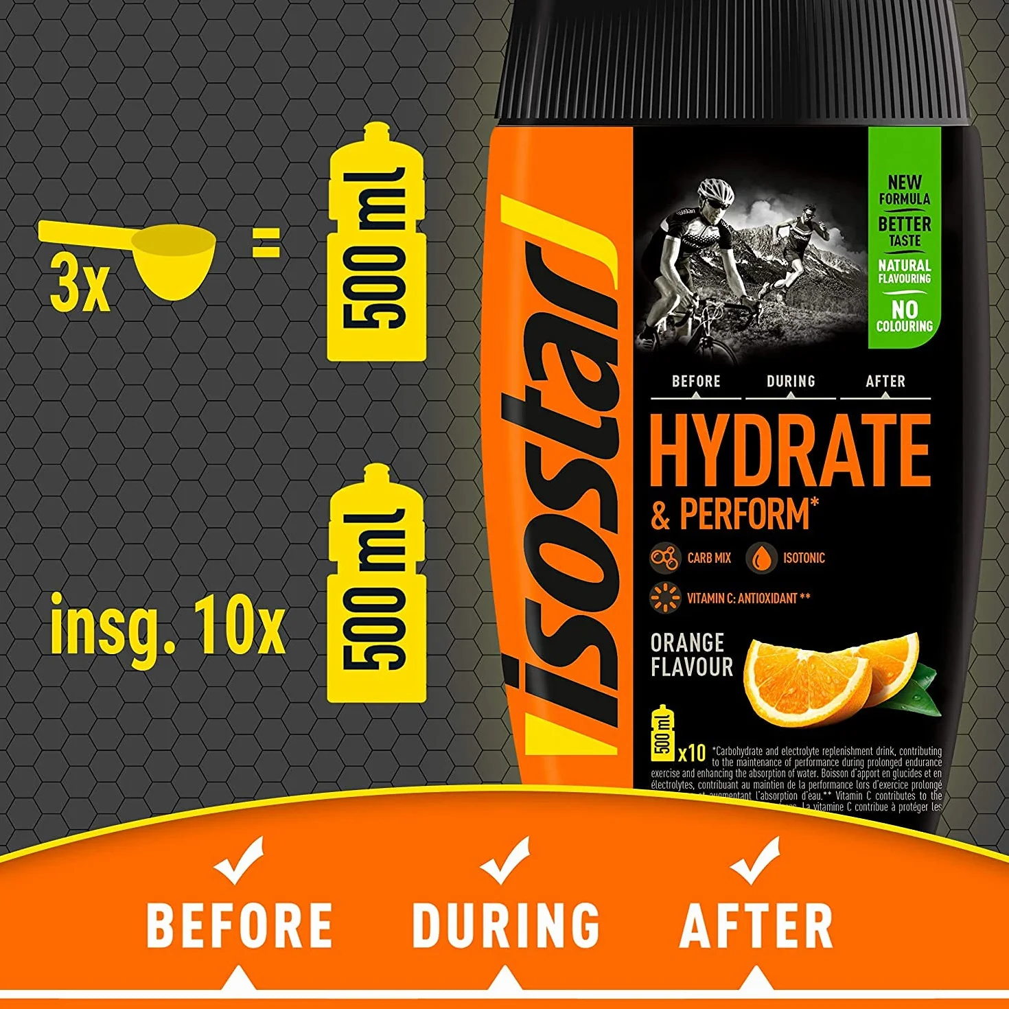 Isostar Hydrate & Perform Iso Drink 400 g izotoniczny proszek elektrolitowy pomarańczowy + butelka 0,5 l