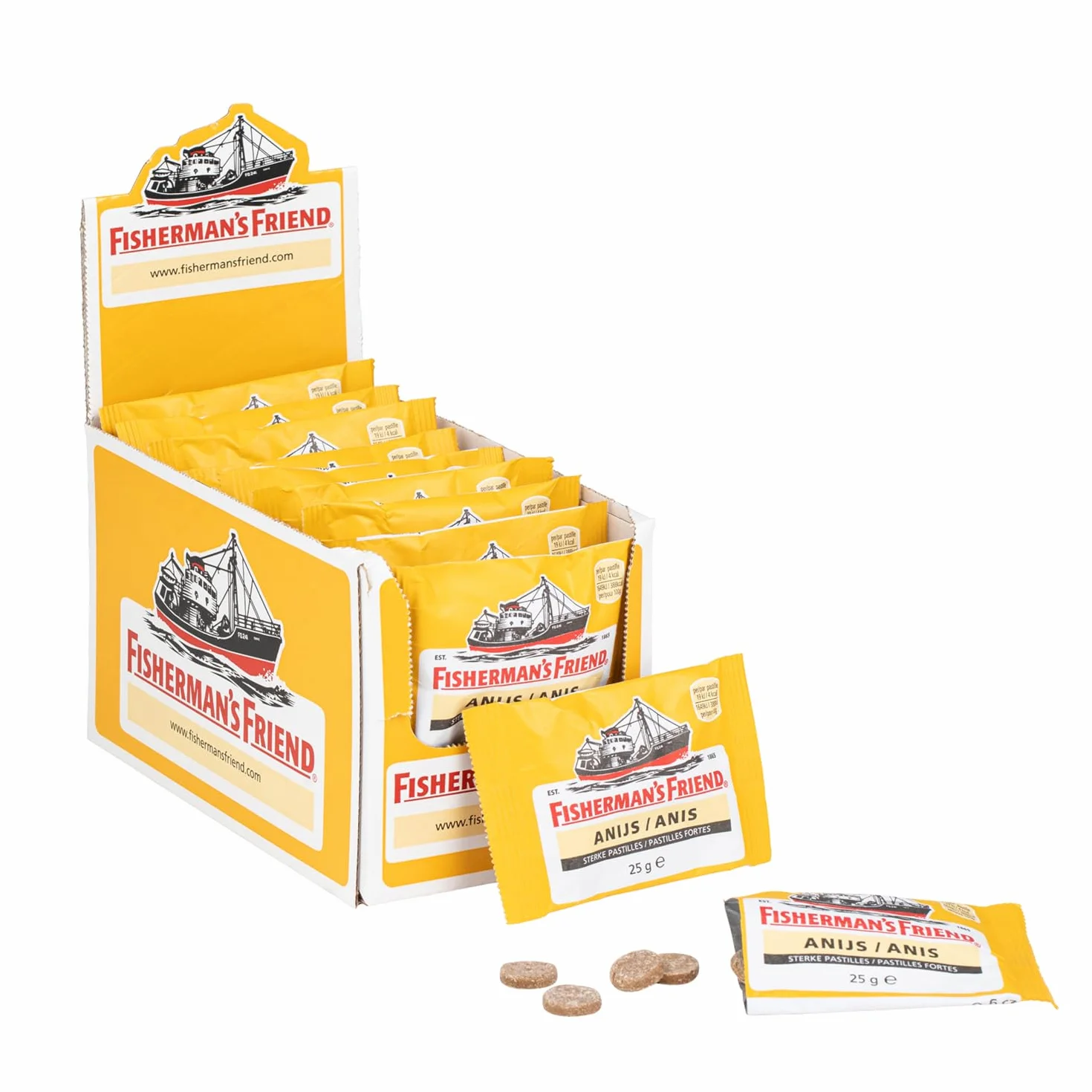 Fisherman's Friend Anis 24 x 25g Beutel Anis Menthol Geschmack Mit Zucker Frischer Atem