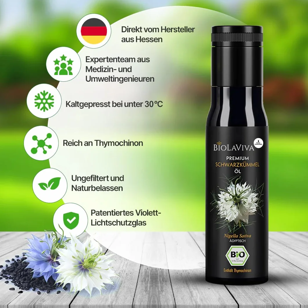 Olejek z czarnuszki Bio tłoczony na zimno 100% Nigella sativa z Egiptu