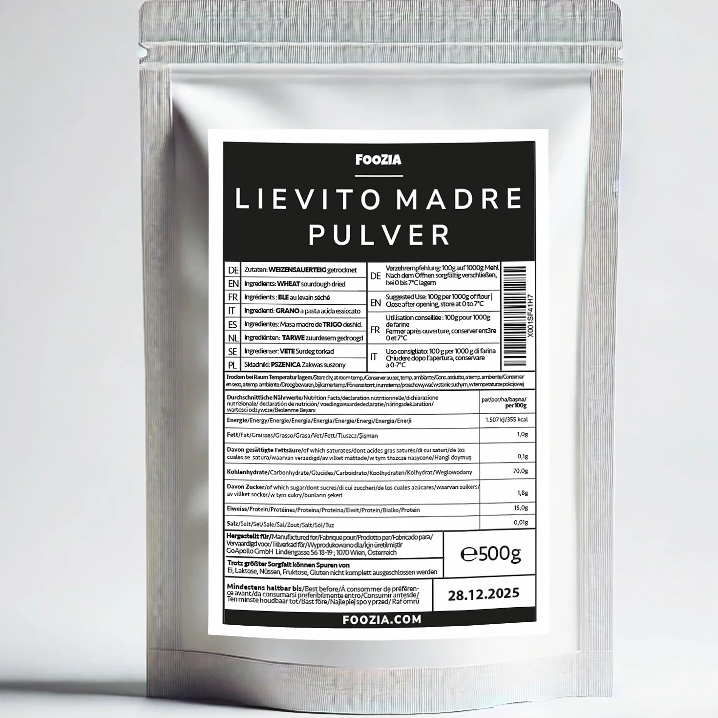Foozia Lievito Madre ciasto suszone z kwasem pszennym 500 g