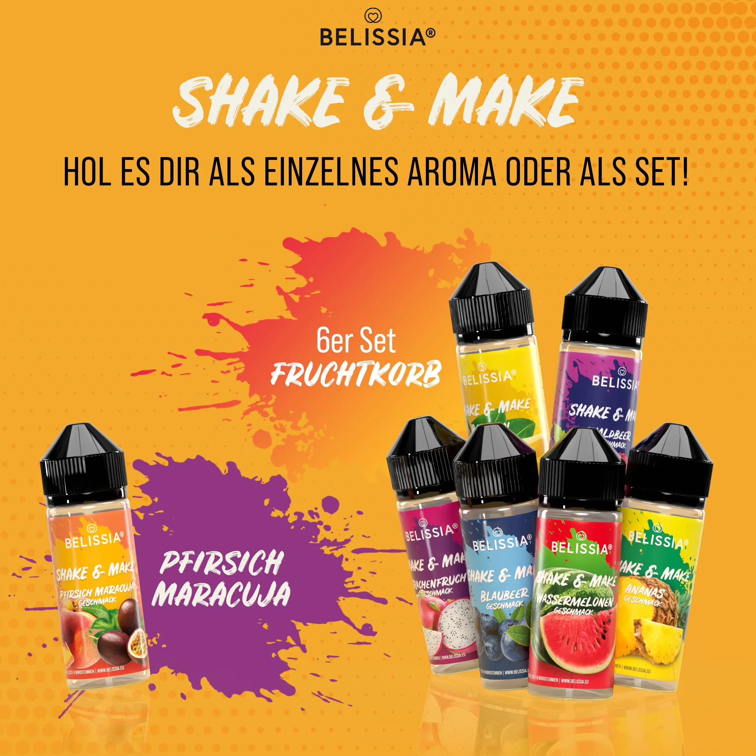 Belissia Shake and Make Set Greatest Hits 6x10ml aromat spożywczy 120ml butelka shaker