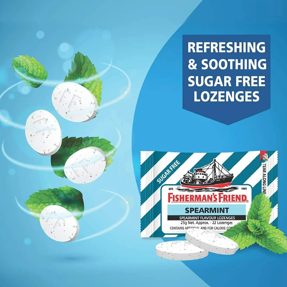Fisherman's Friend Odświeżacz do ust, orzeźwiające i kojące pastylki do ssania – mięta, 22 sztuki (3 sztuki)