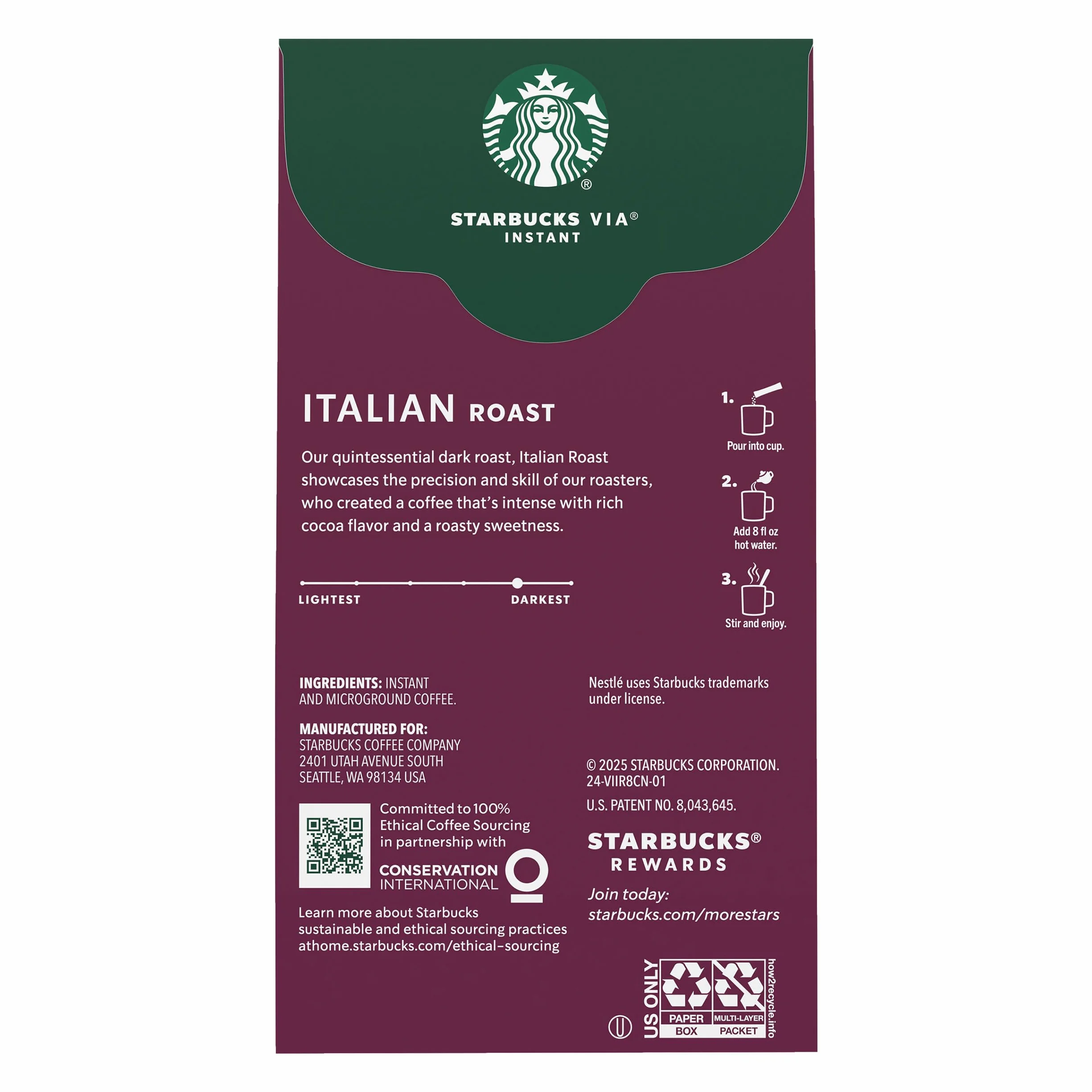Starbucks VIA Ready Brew Italian Roast 8 porcji rozpuszczalnej kawy - kawa instant
