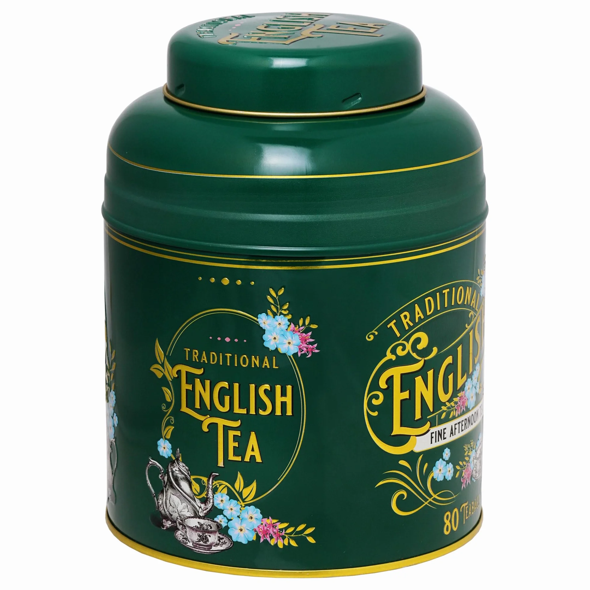 New English Teas Vintage wiktoriańska butelka zielona herbata Caddy z 80 angielskimi popołudniowymi herbatami