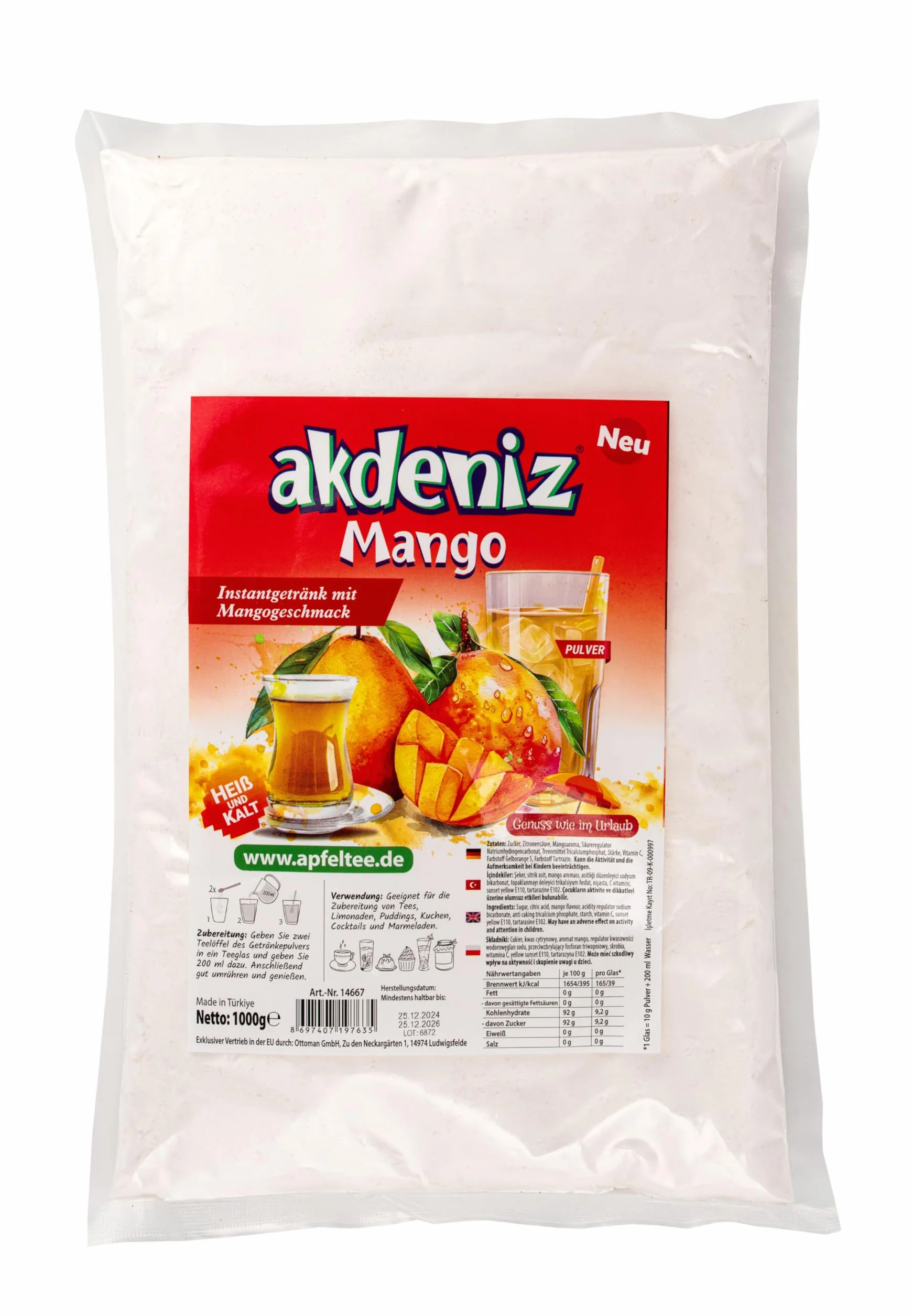 Akdeniz turecki napój instant o różnych smakach, 1 kg (mango)