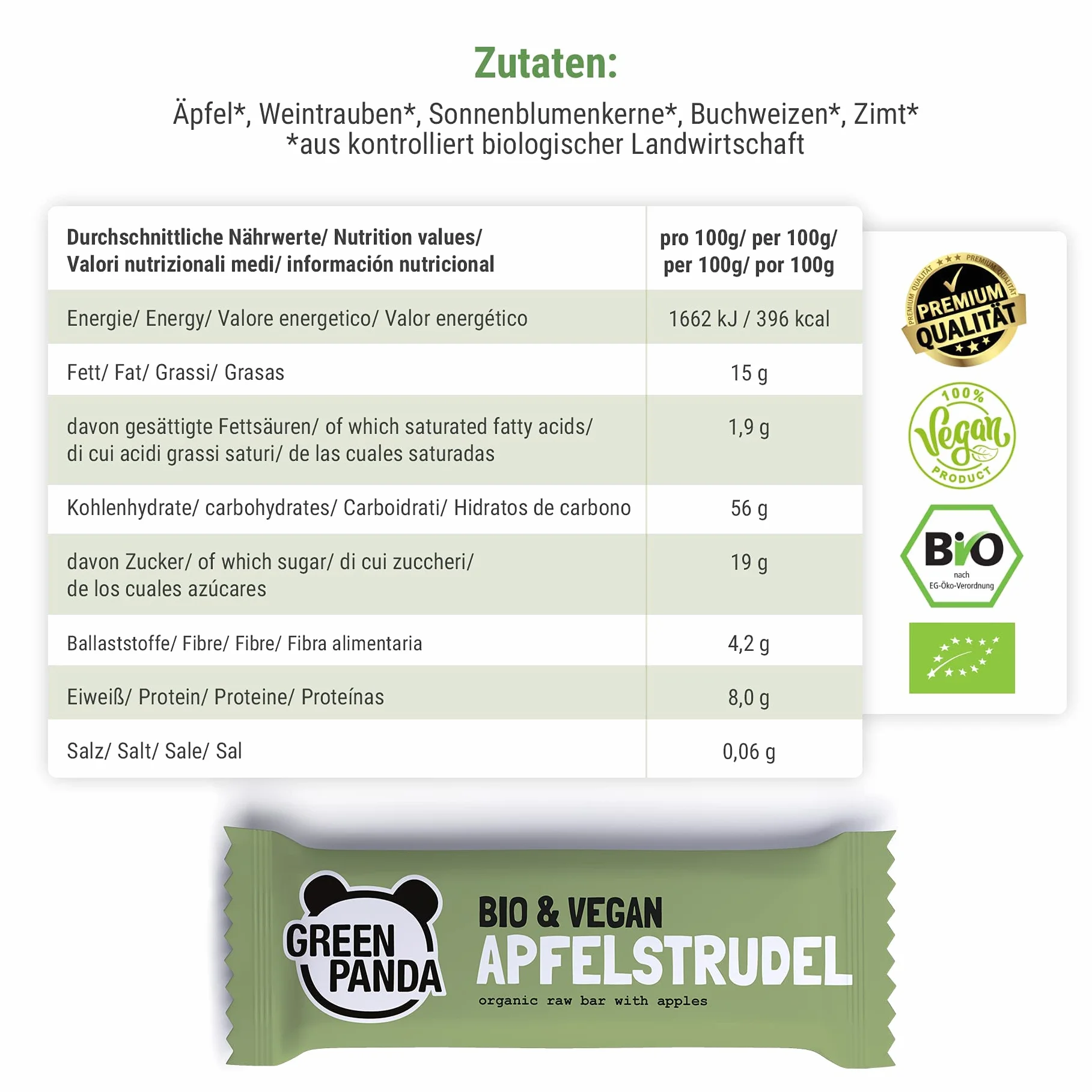 Green Panda Wegańskie batoniki Paleo Snack 12 x 30 g Power pudełko