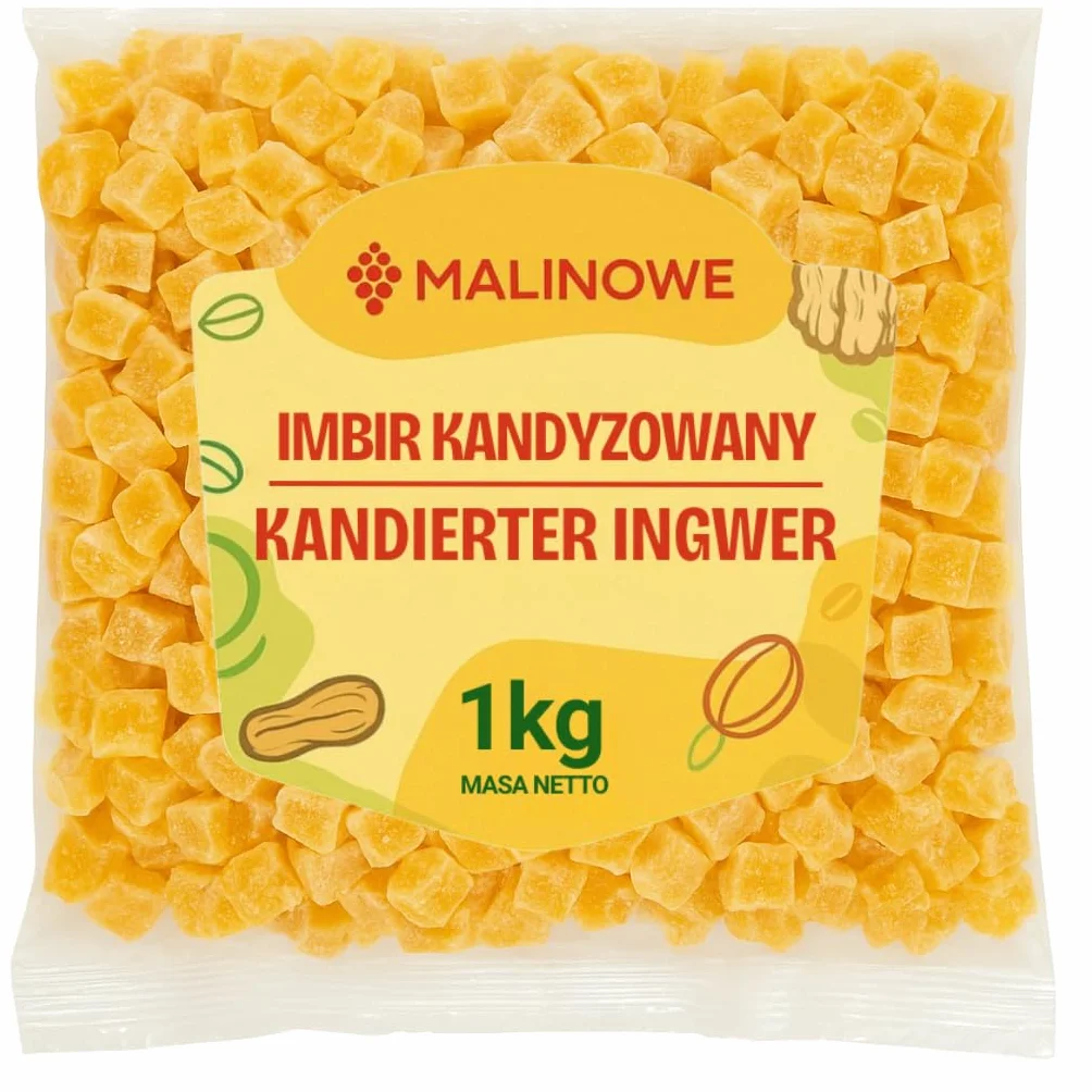 Malinowe IMBIR KANDYZOWANY KOSTKA 1kg Imbir Suszony w Kostce Jakość Premium