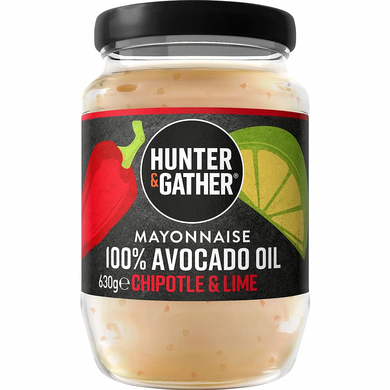 Hunter & Gather Majonez z Olejem z Awokado z Chipotle i Limonką 630g | Bez Oleju z Nasion | Zrobiony z Czystego Oleju z Awokado i Brytyjskiego Jałowiczego Żółtka | Paleo, Keto, Bez Cukru i Glutenu |
