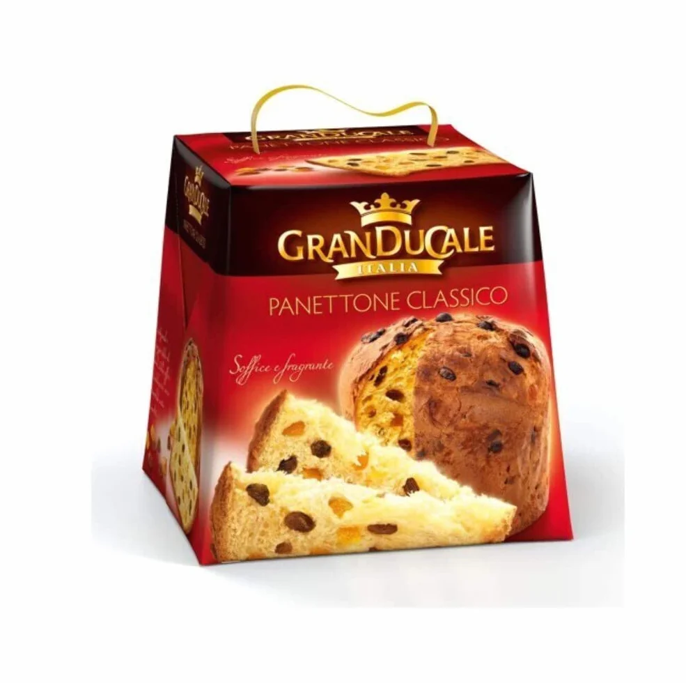 Original Gran DuCale Panettone Classico - trad. ital. Ciasto drożdżowe z rodzynkami i kandyzowaną skórką pomarańczy (1 x 500 g)