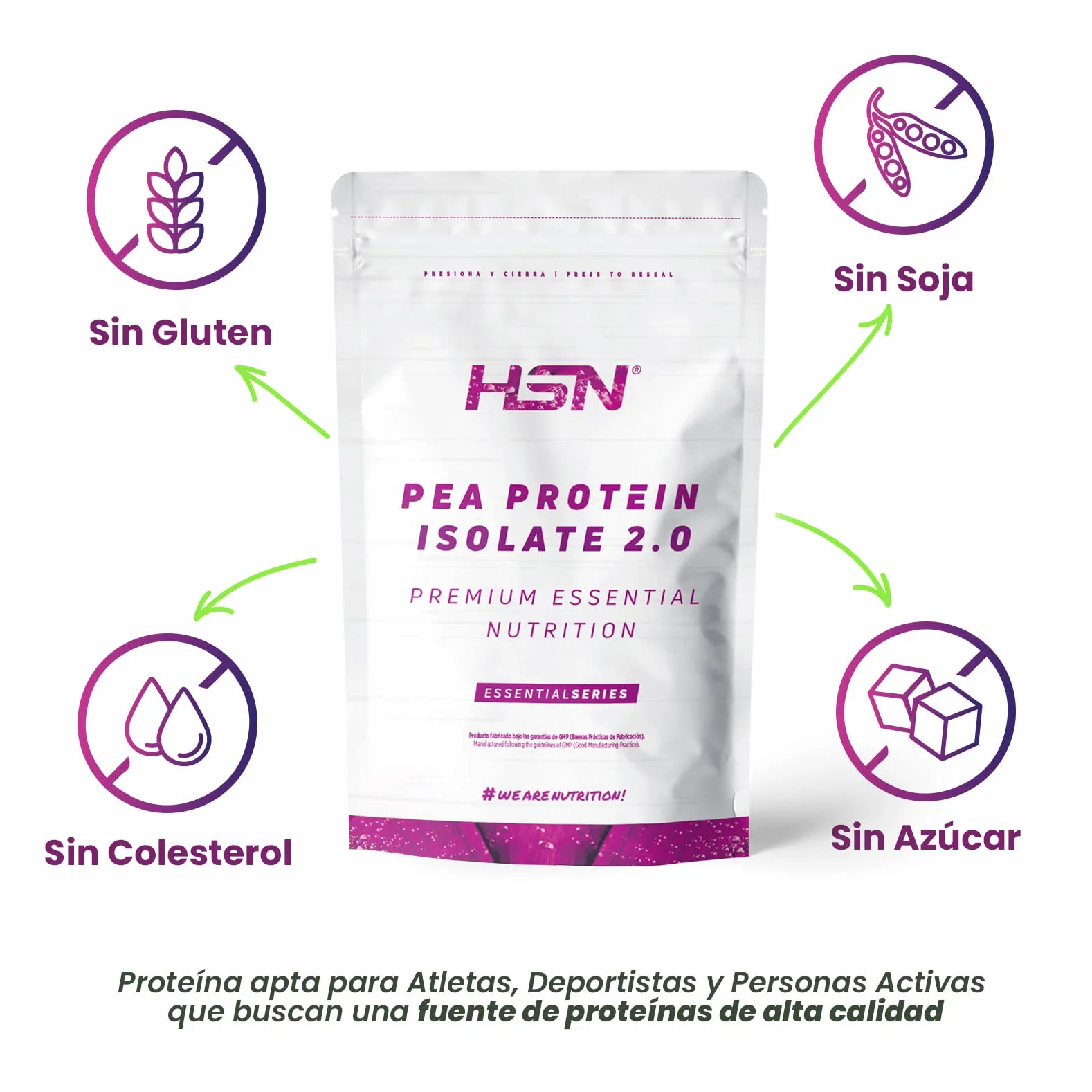 HSN Białko grochu izolowane 500 g Smak czekoladowy Orzechy laskowe Wegańskie No-GMO Bez glutenu