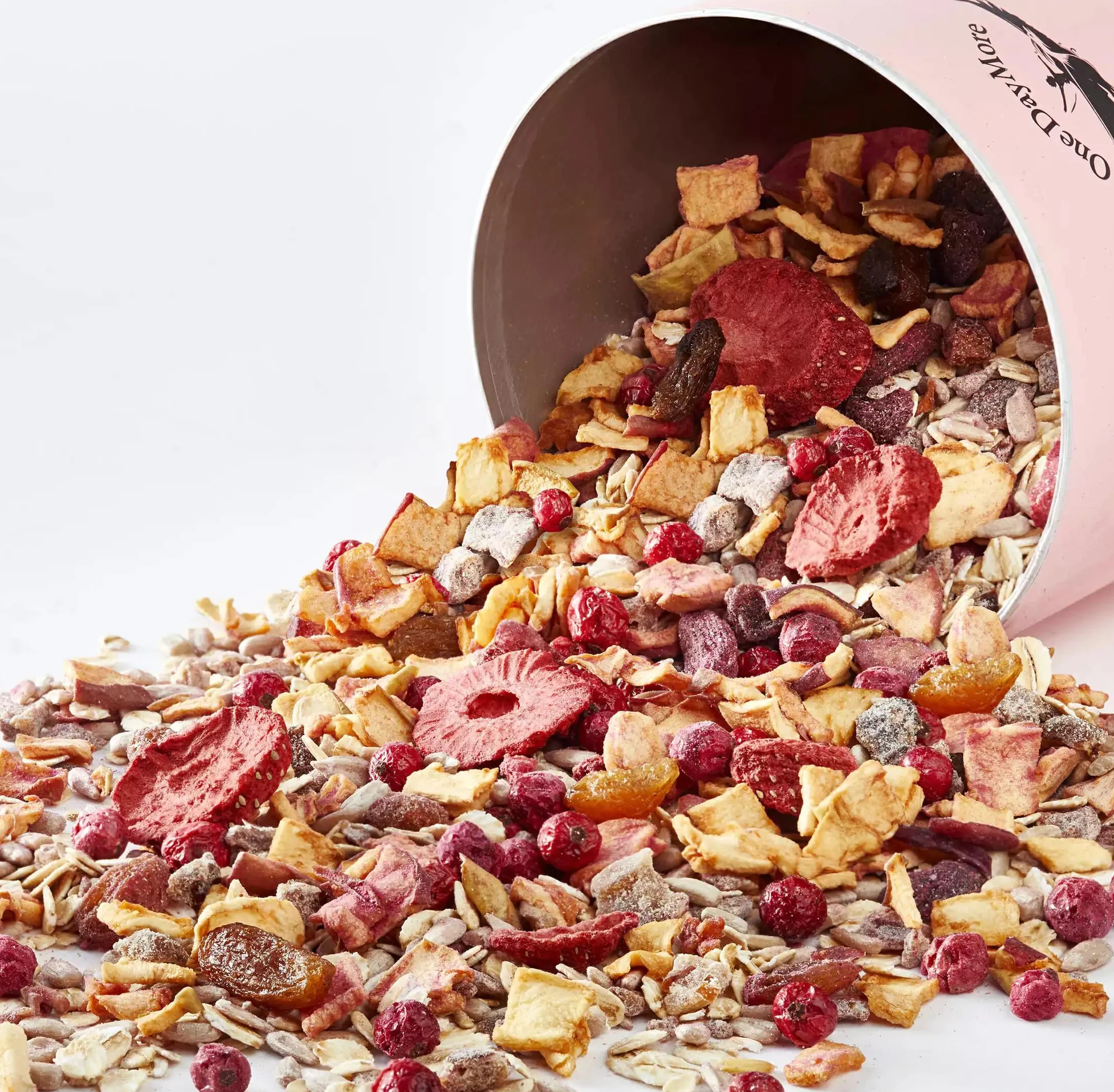 OneDayMore Musli z owocami 1200 g owocowe bez dodatku cukru płatki owsiane wegańskie czekoladowe muesli śniadaniowe naturalne błonnik białko truskawkowe porzeczkowe jabłkowe daktyle rodzynki