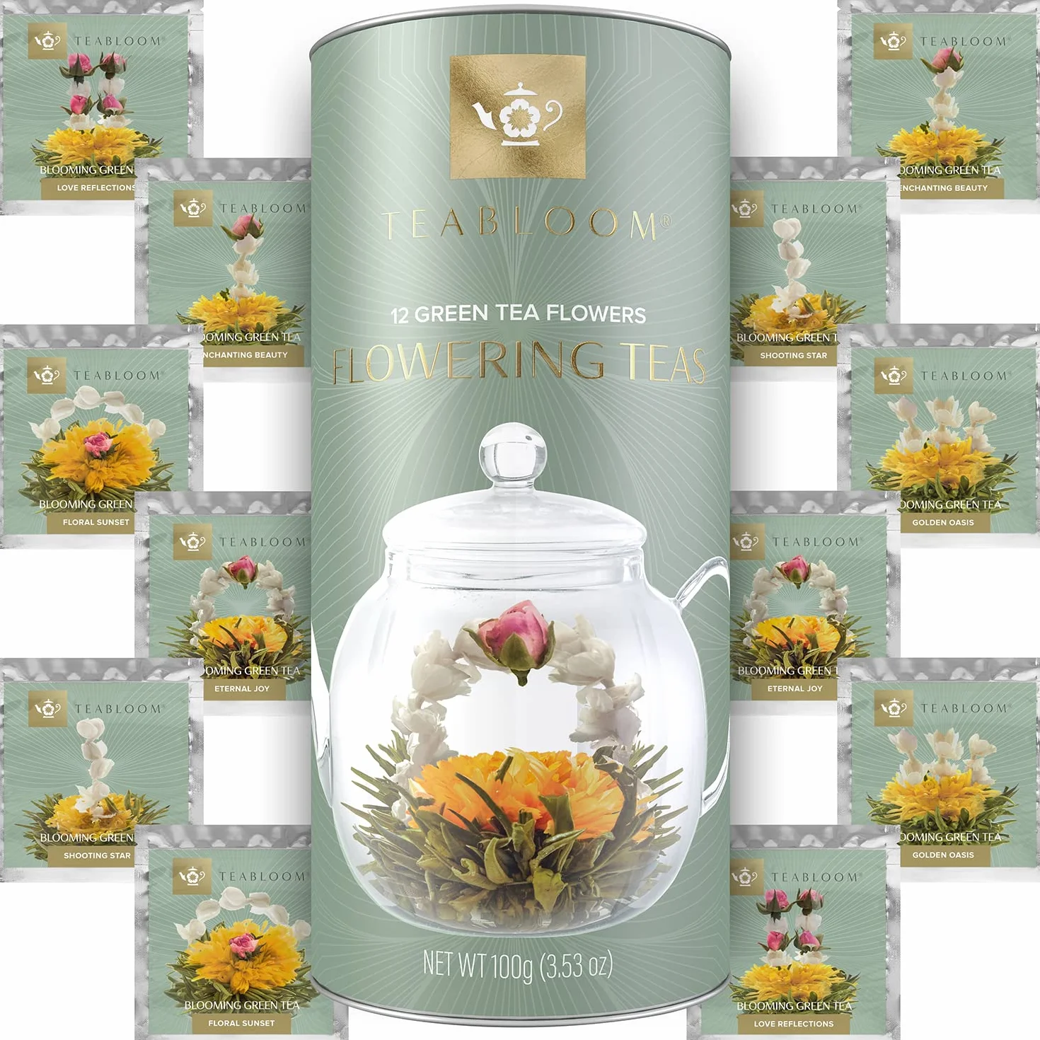 Teabloom Flowering Teas 12 herbat kwiatowych w pojemniku