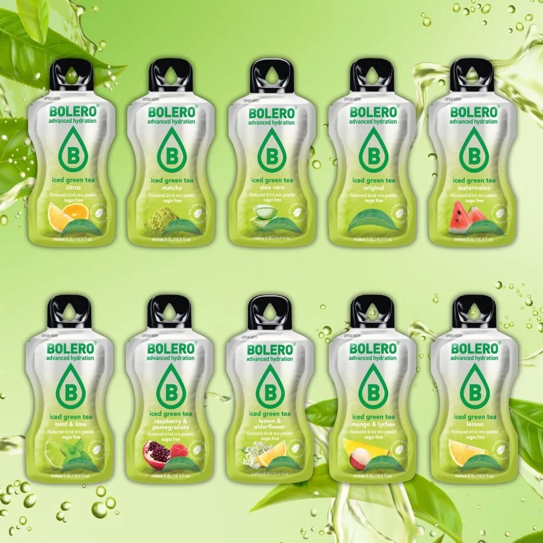 Bolero ICED GREEN TEA 24x3g | Saftpulver ohne Zucker, gesüßt mit Stevia + Vitamin C | geeignet für Kinder, Sportler und Diabetiker | glutenfrei und veganfreundlich (24x3g, WATERMELON)
