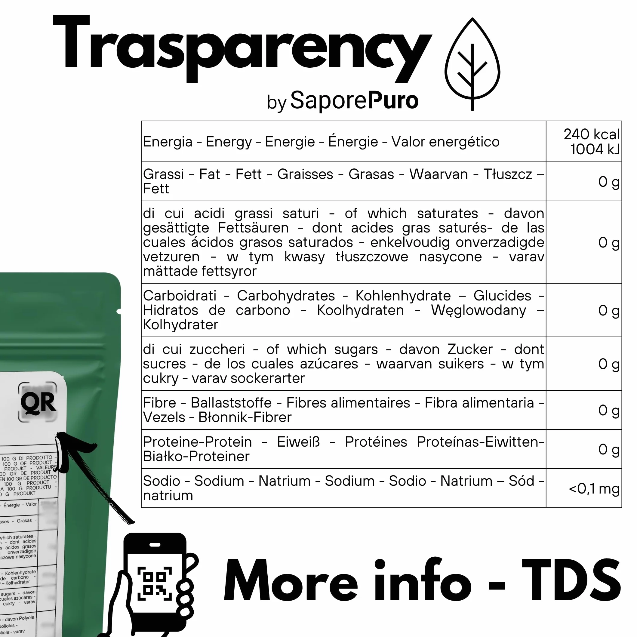 SaporePuro Kwas Jabłkowy w Proszku 100 g | Wysoka Rozpuszczalność i Kwaśny Smak | Idealny do Napojów, Deserów i Suplementów | Jakość Spożywcza | Bez Glutenu