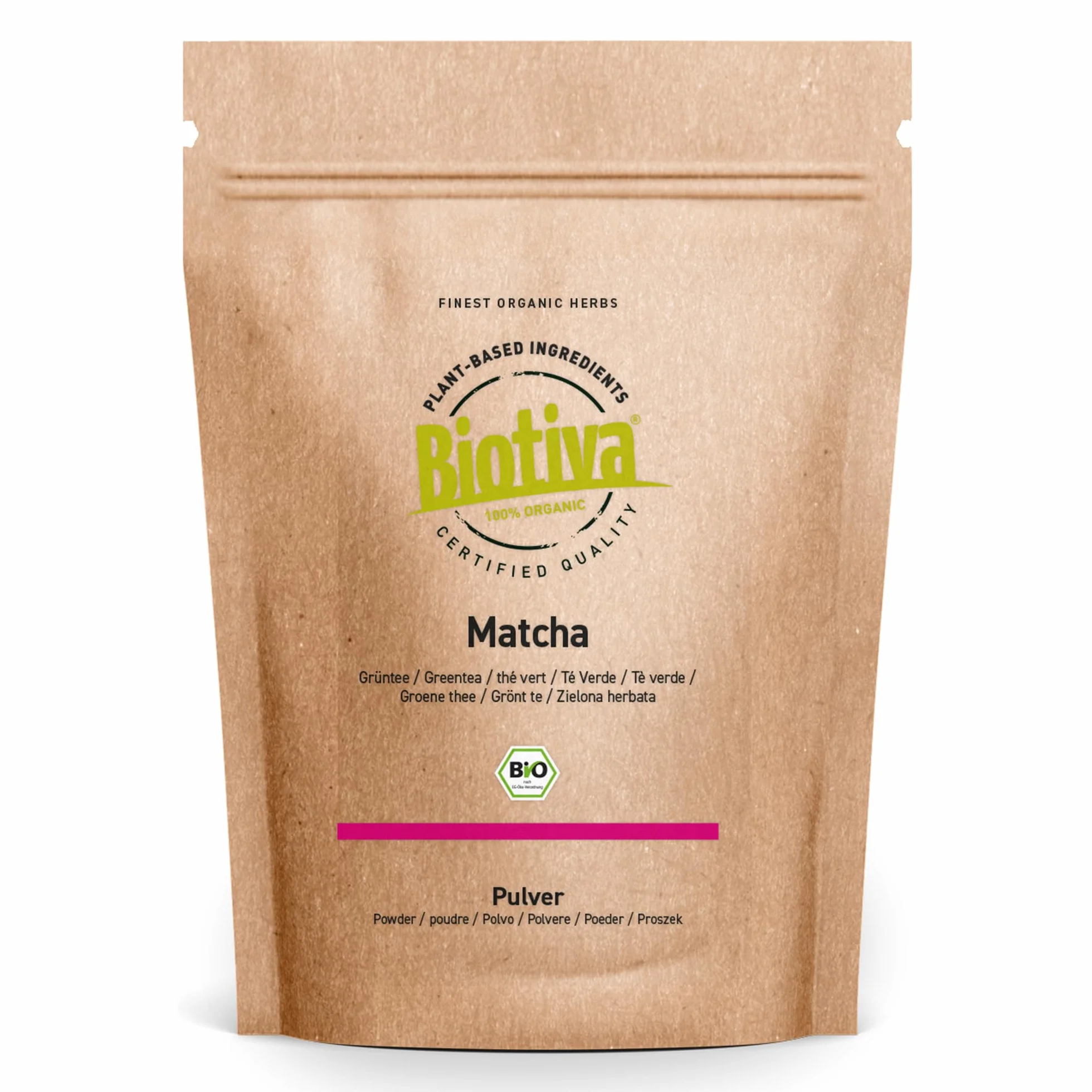 Herbata Matcha Bio 100g - Oryginalna Pulchna Matcha - Herbata Latte Smoothies - Najwyższej jakości Biomatcha z Japonii - Pakowana i kontrolowana w Niemczech - Biotiva