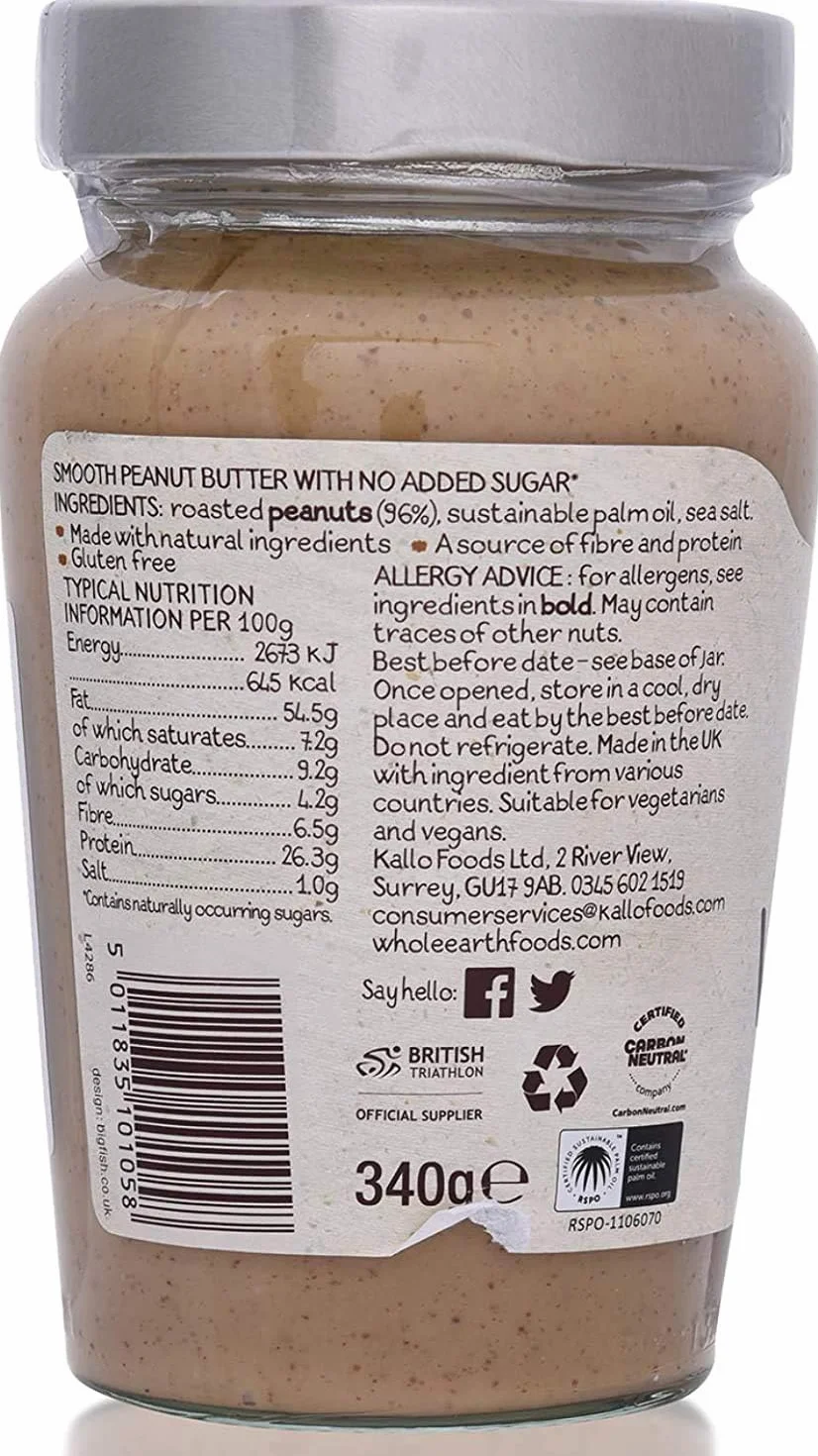 Whole Earth Smooth Organic Peanut masło 340 g
