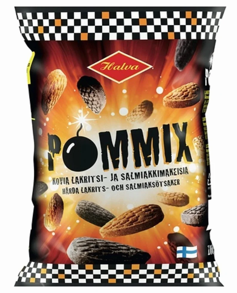 2 Bags x 100g of Halva Pommix - Original - Finnish - Salty Licorice - Salmiak - Caramel - Hard - Boiled - Candies - Sweets