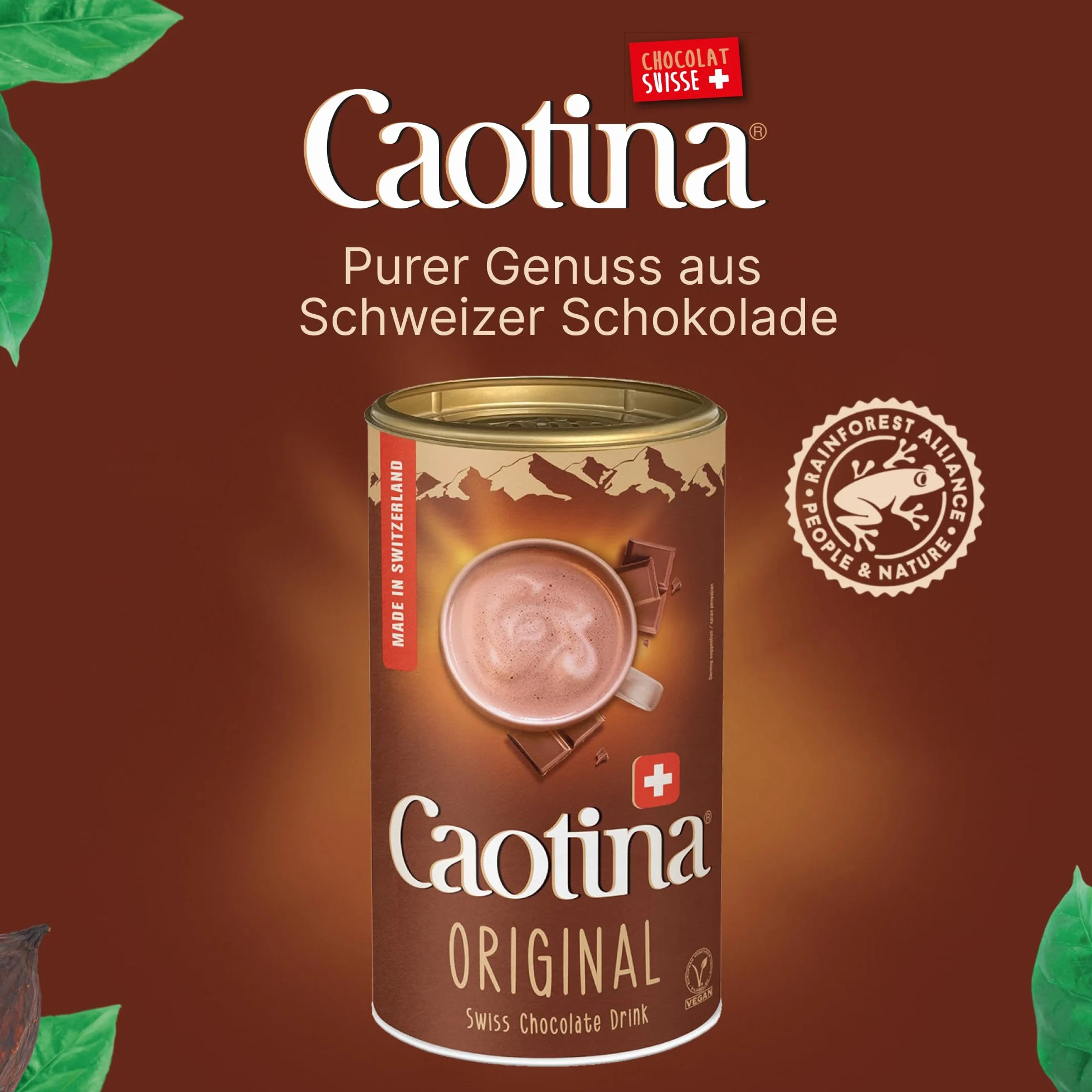 Caotina Oryginalne kakao w proszku ze szwajcarską czekoladą, gorąca czekolada do picia