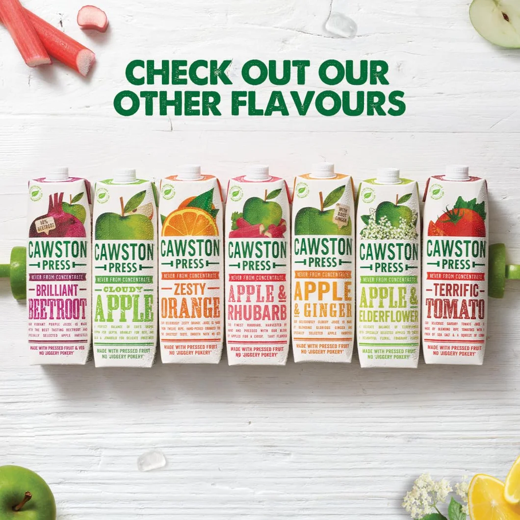 Cawston Press Sok wyciskany z jabłek i imbiru 1 l naturalny wegański bez dodatku cukru 6 szt