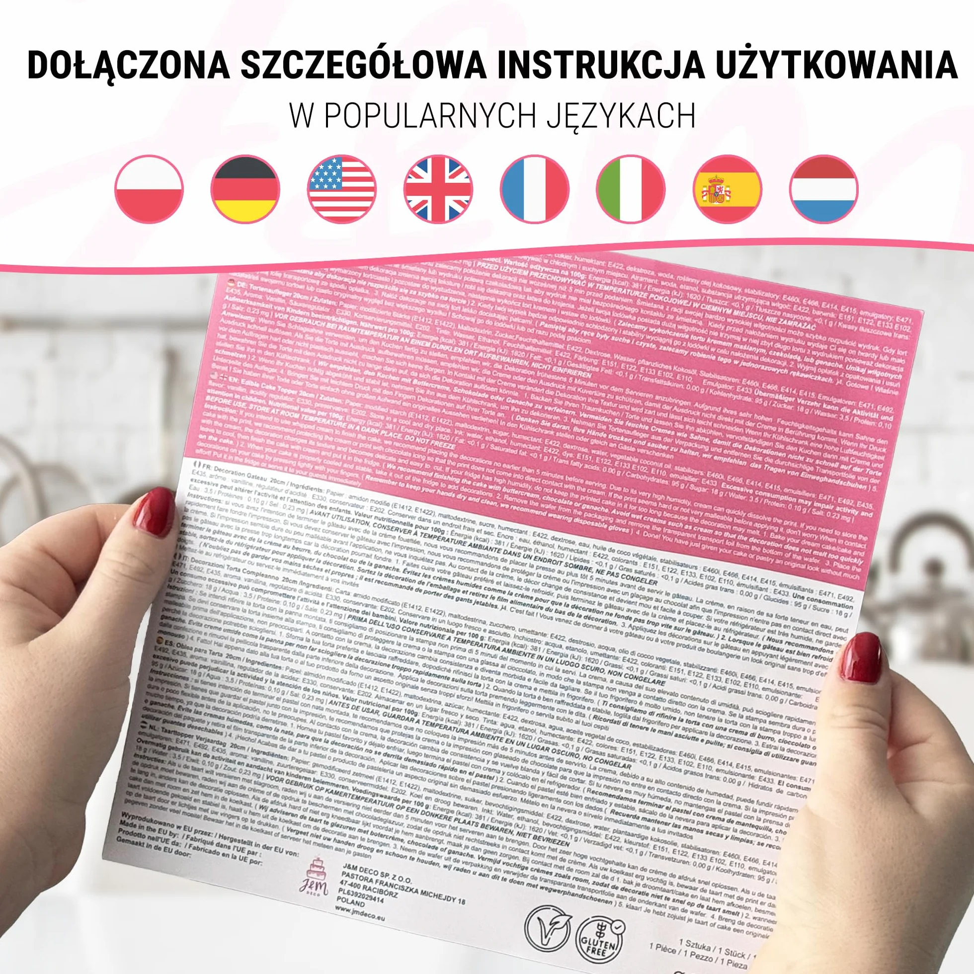 J&M DECO Opłatek na tort Koń Ø20 cm – jadalna dekoracja urodzinowa z motywem konika – topper tortowy dla dzieci – bezglutenowy i wegański