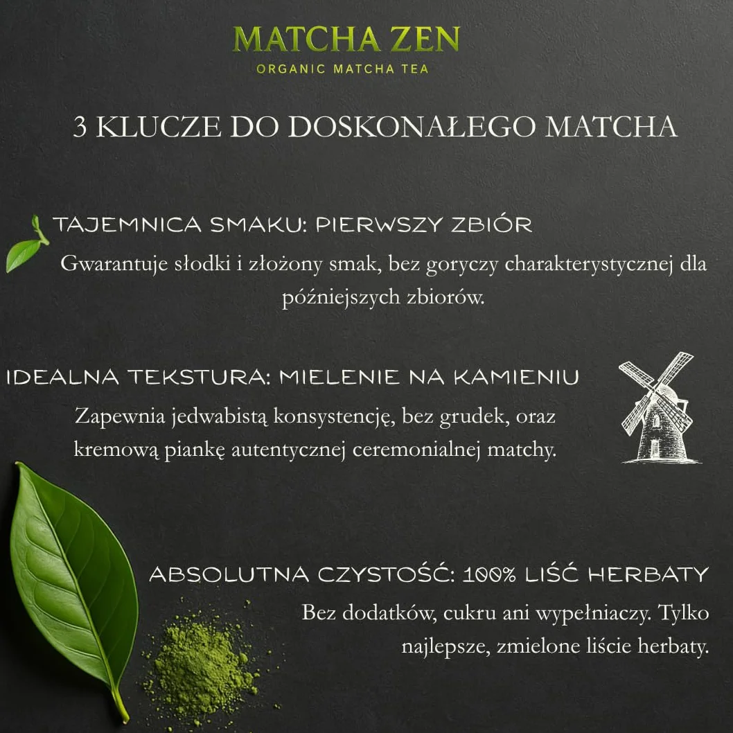 Matcha klasy premium bio 100g ekologiczna zielona herbata w proszku
