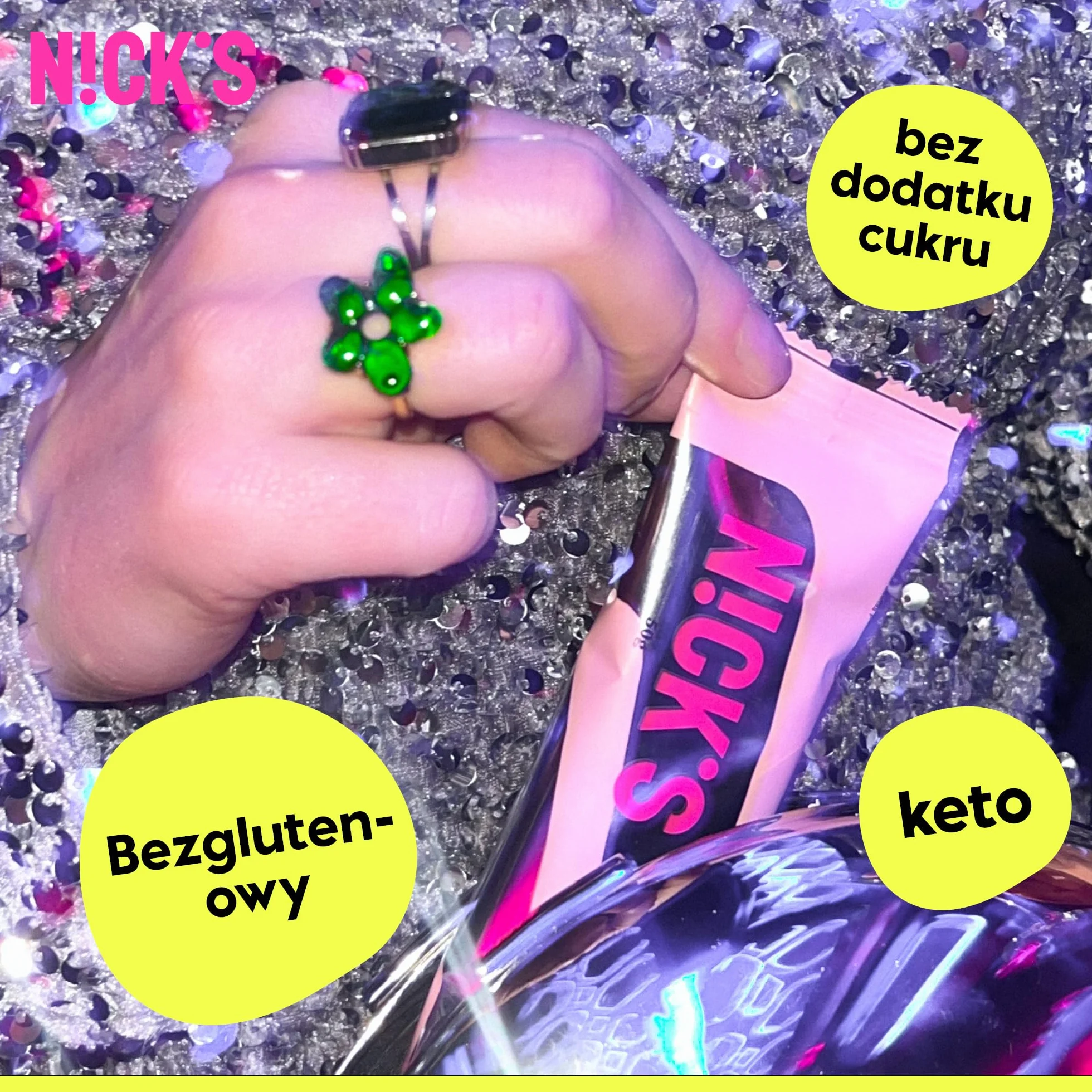 NICKS Keto Batony Proteinowe Karmel orzechowy, 15 g białka, mało kalorii, bez cukru i glutenu (12 x 50g)
