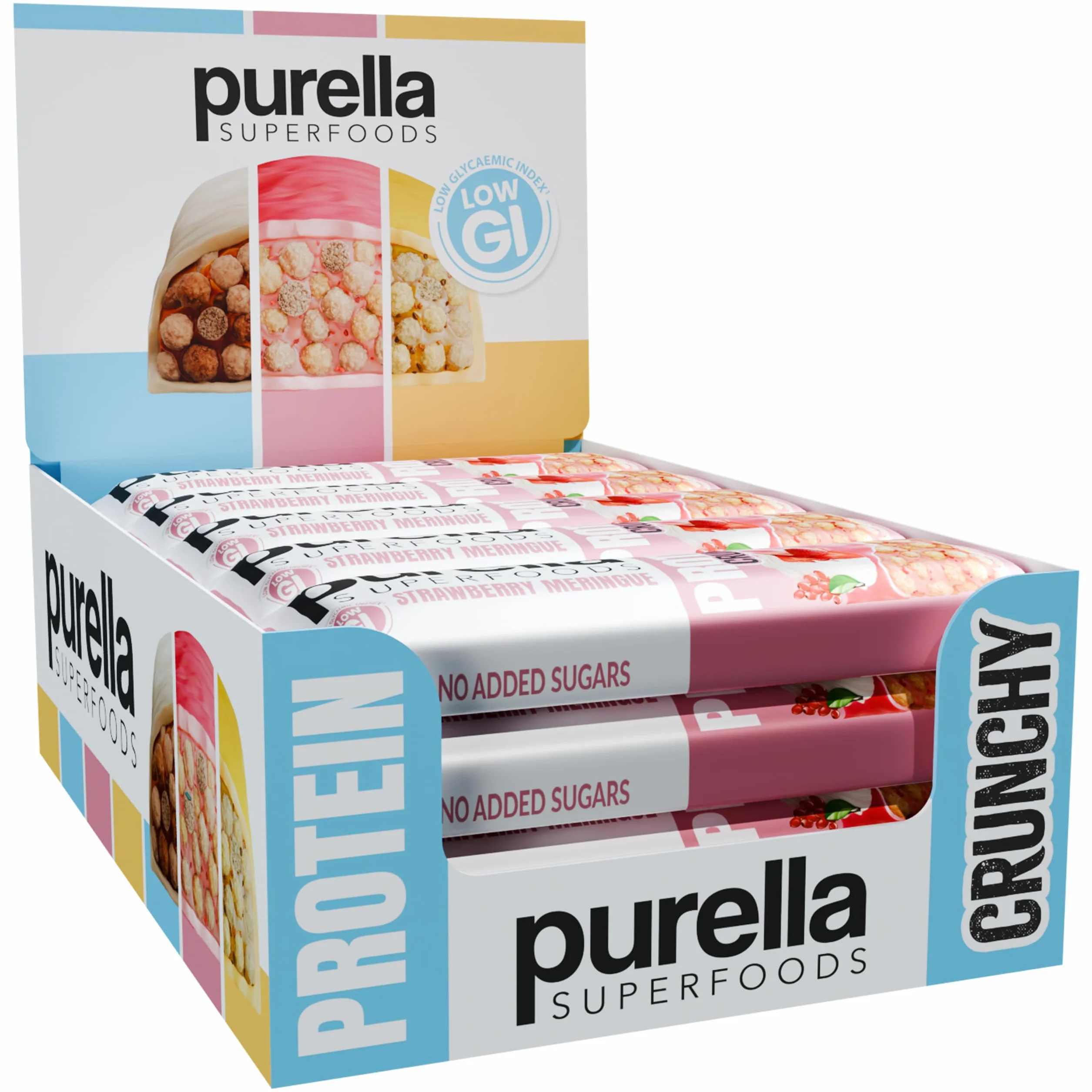 Baton Proteinowy Beza Truskawkowa 15 szt. x 45g Purella Superfoods
