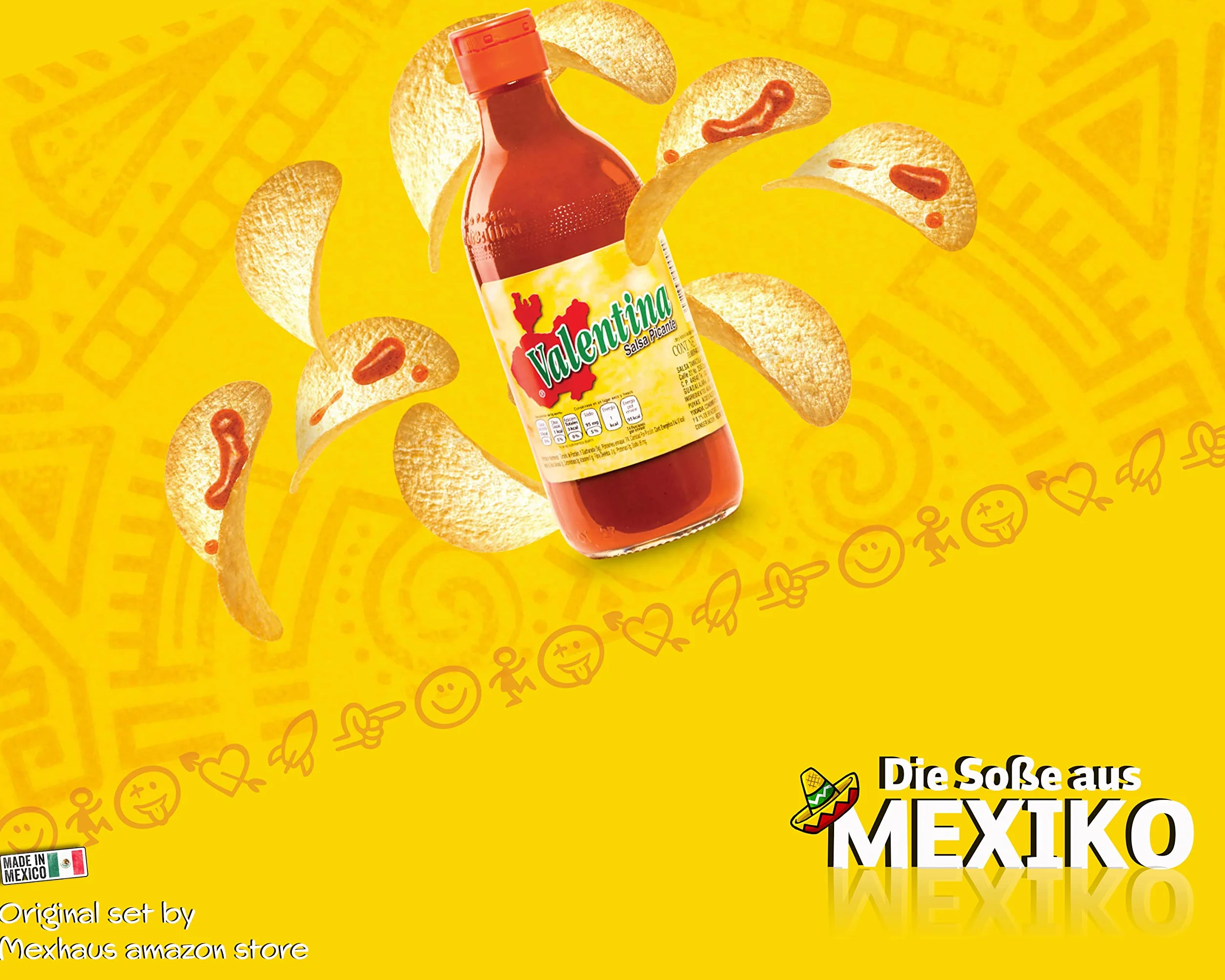 Valentina ostry sos i Valentina ekstra ostry / (opakowanie 2 szt.) – po 370 ml, bezglutenowy, beztłuszczowy i bezcukrowy, Viva México Collection by Mexhaus