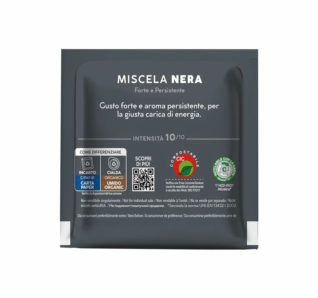 Caffè Borbone Kompostowalna Kapsułka do Kawy Mieszanka Czarna 150 Saszetek Kompatybilne z Systemem ESE 44 mm