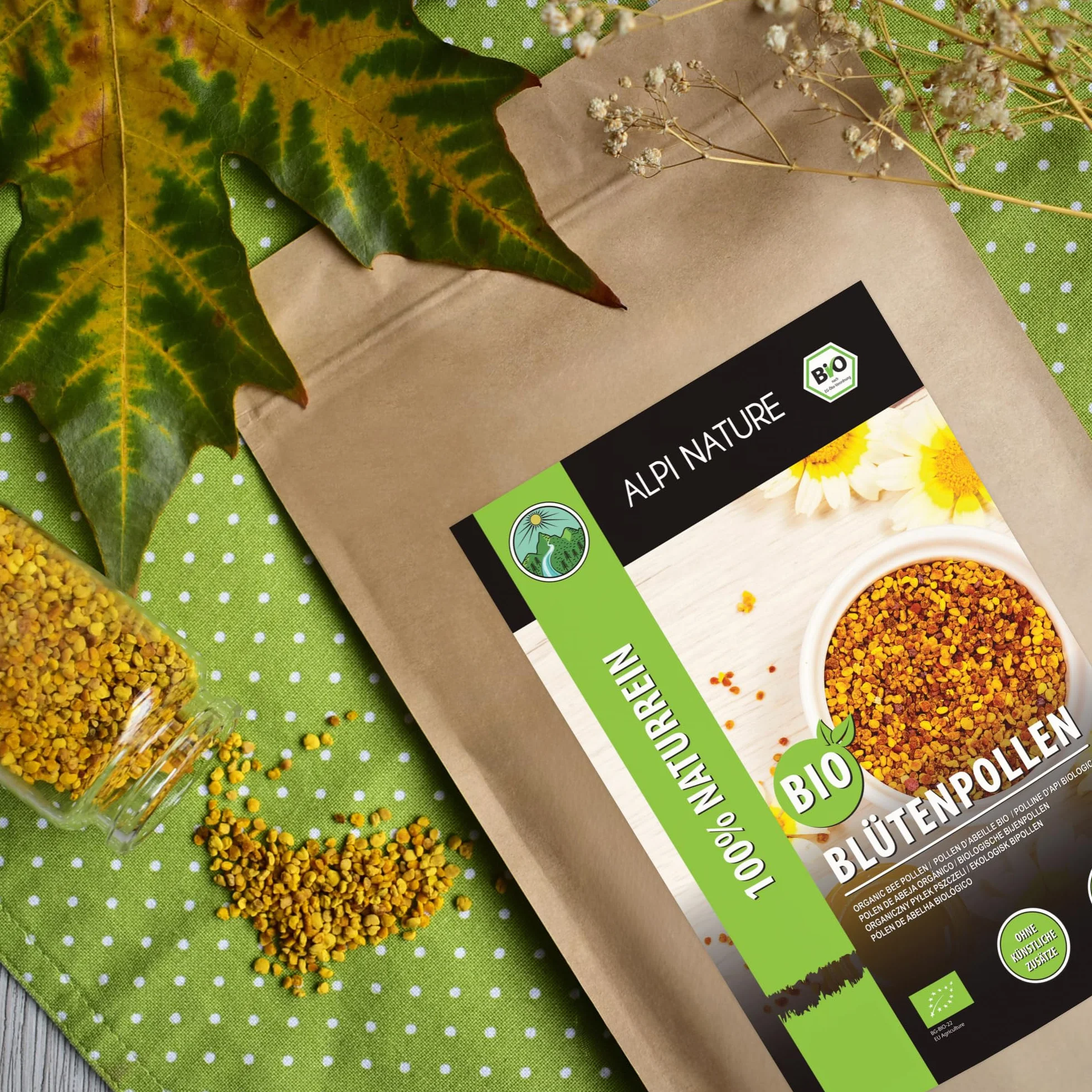Alpi Nature Ekologiczne Granulki Pyłku Pszczelego 250g, Pyłek Pszczeli, Surowe Naturalne Granulki