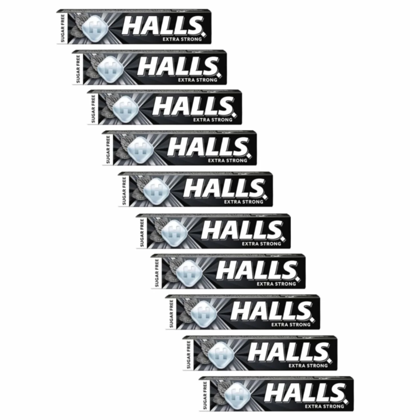 Halls | Orzeźwiające cukierki bez cukru | Bardzo mocne cukierki Mentol Eukaliptus - 10 sztyftów (320 g)