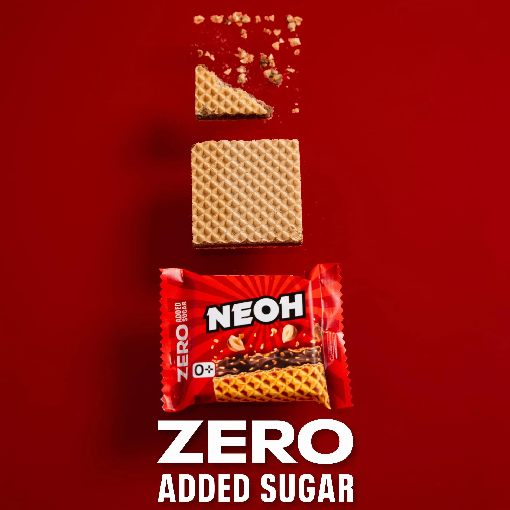 NEOH Low Carb Keto Gofry Orzech laskowy Czekolada 1 g Cukier 95 kcal Bez dodatku cukru 21 g 24 sztuk Hazelnut