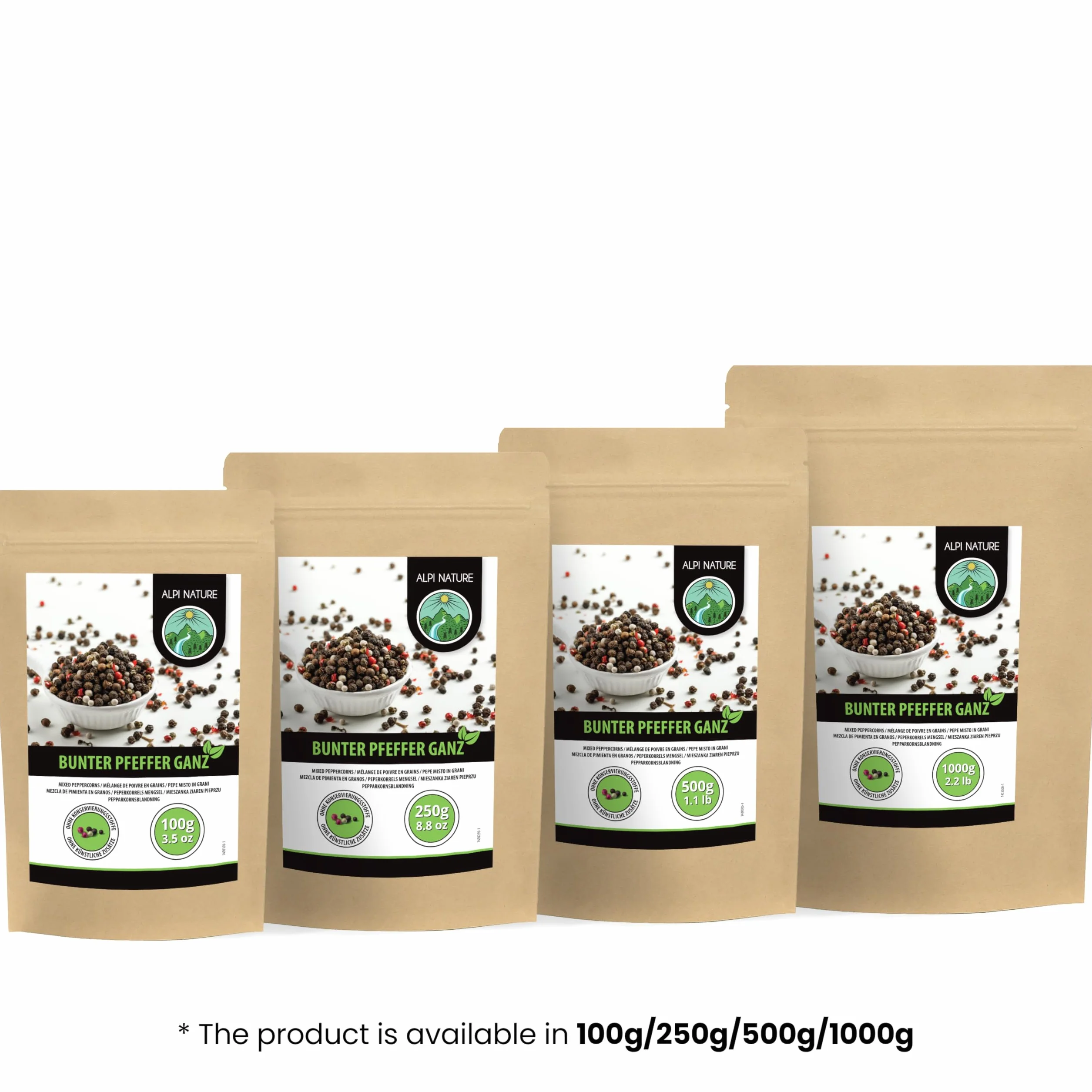 Alpi Nature Pieprz kolorowy wszystko (250 g) kolorowy pieprz w 100% naturalny oczywiście bez dodatków wegańskie pieprzu kolorowe