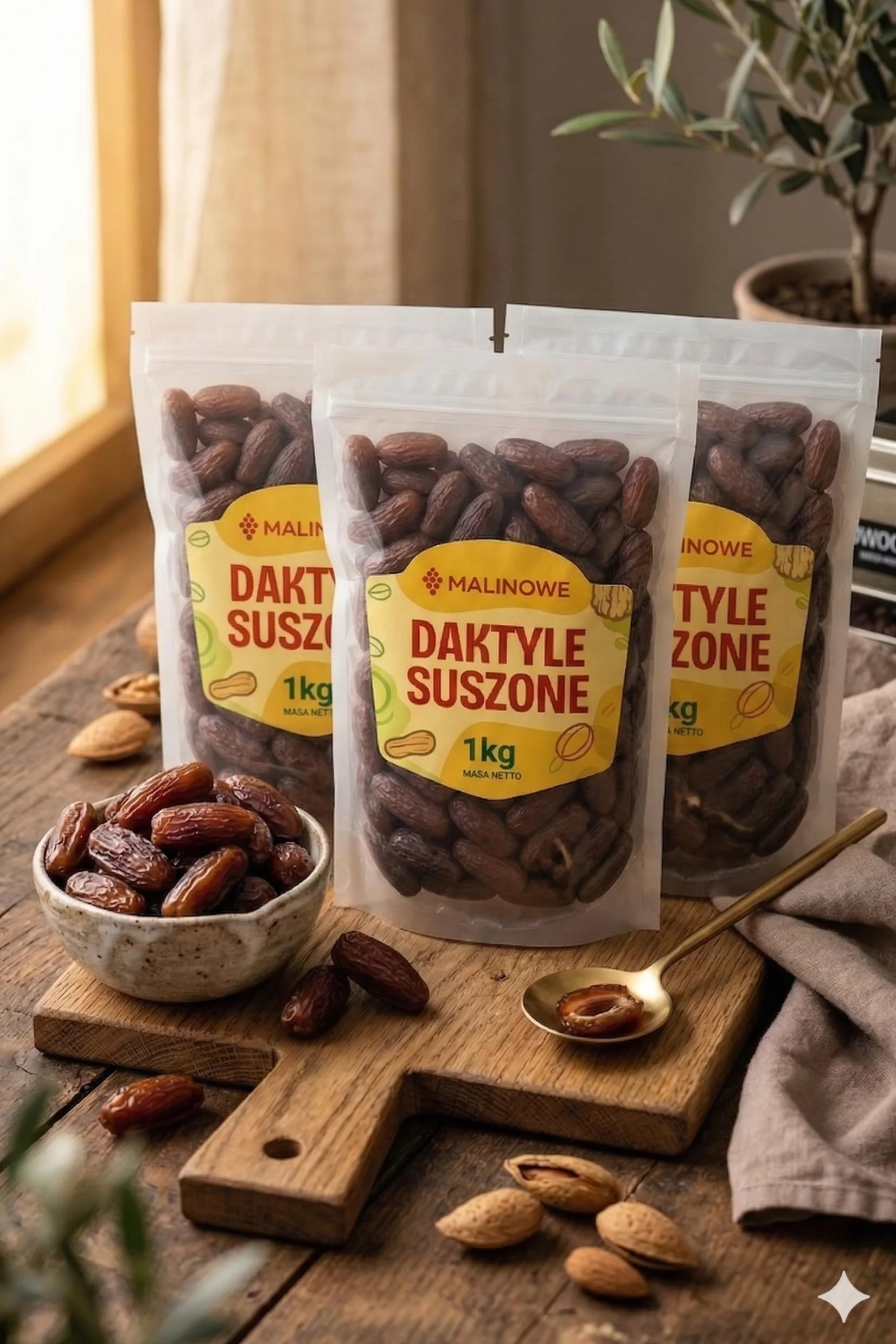 Malinowe DAKTYLE SUSZONE 3x1kg Zestaw Bez Pestek Wyjątkowy Smak