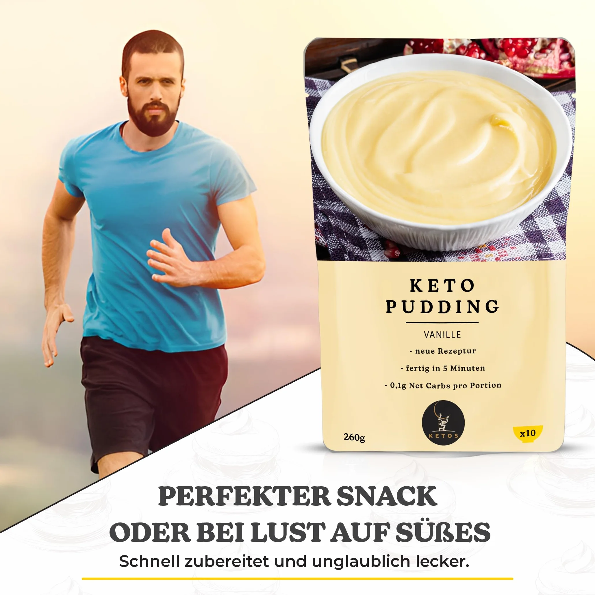 Keto Pudding duże opakowanie wanilii | do odżywiania niskowęglowodanowego i keto | 0,2 g węglowodanów netto | bogaty w błonnik