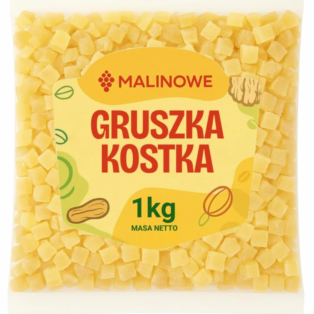 Malinowe GRUSZKA SUSZONA KOSTKA 1kg Doskonałe Jakość Premium