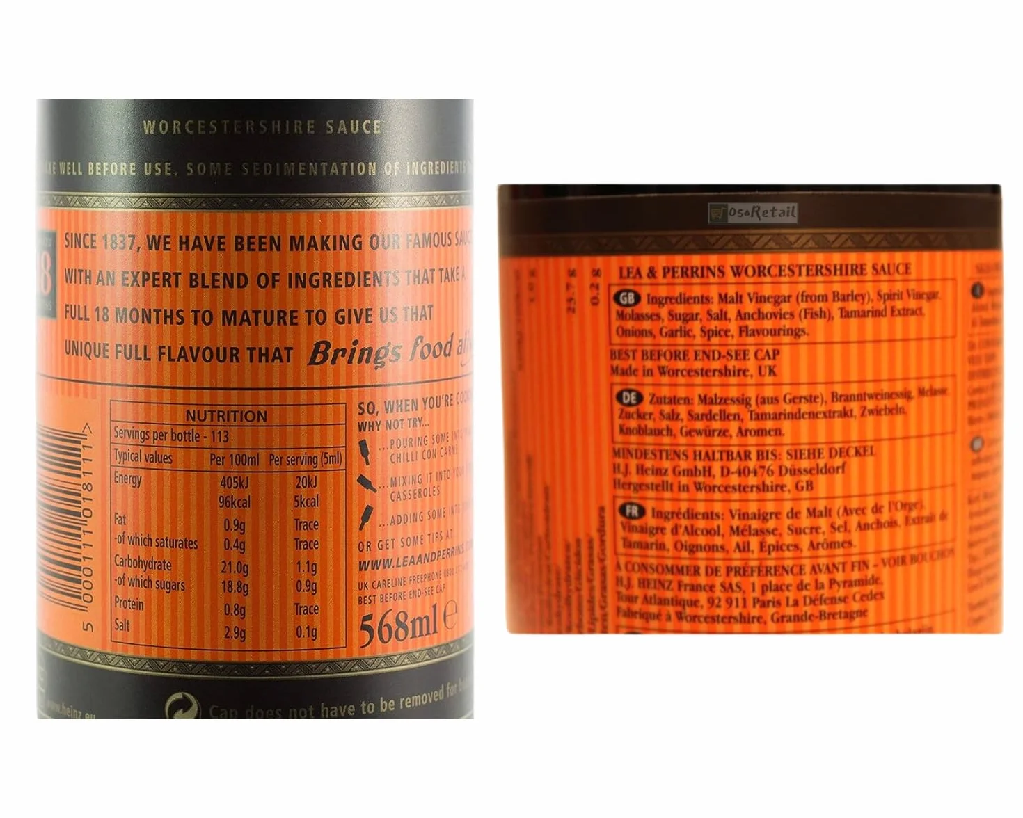 Worcestershire Lea & Perrins Salsa 568 ml - bezpieczna wysyłka w ochronnym pudełku | jakość OsoRetail
